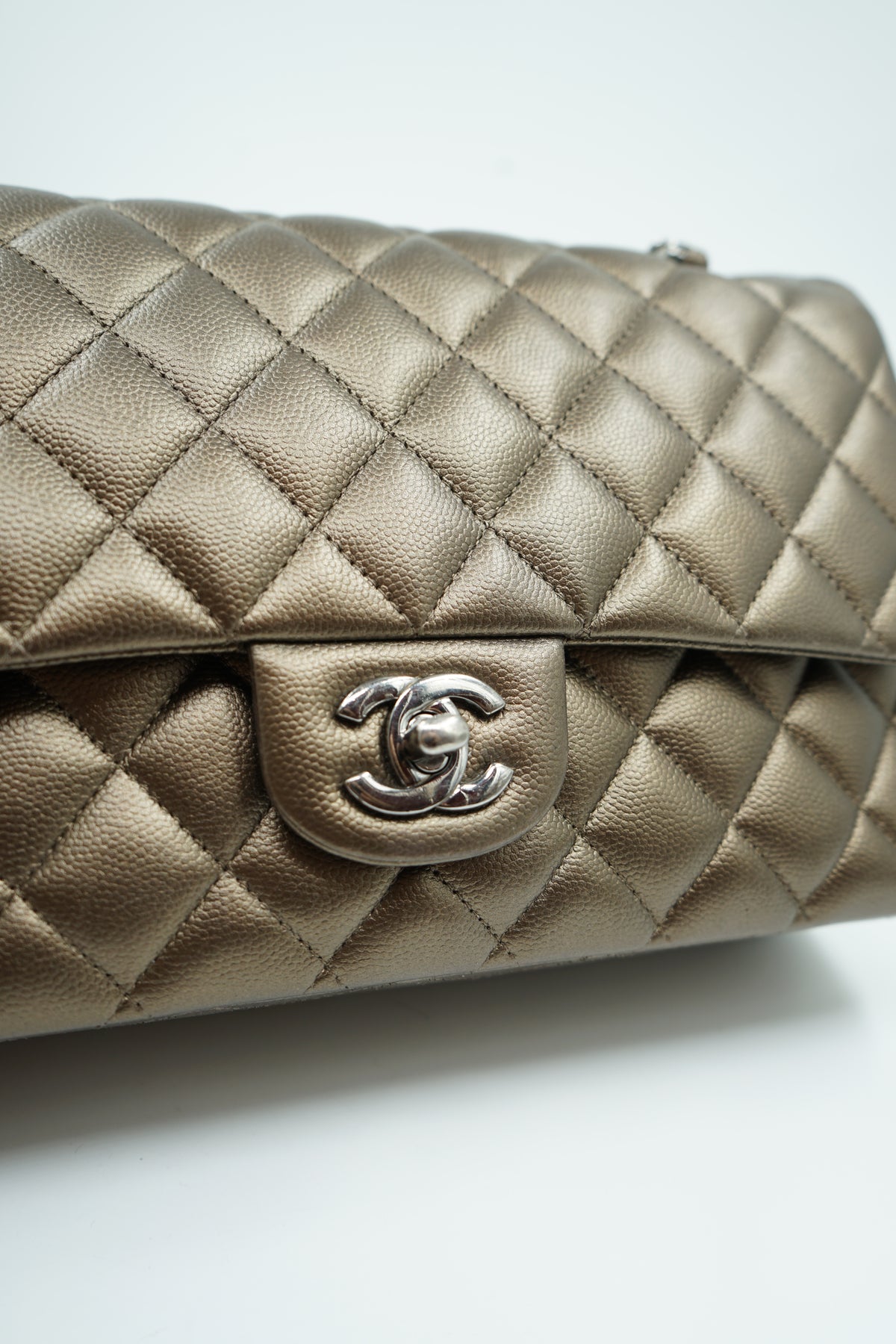 Chanel Medium Metallic Double Flap Bag Caviar