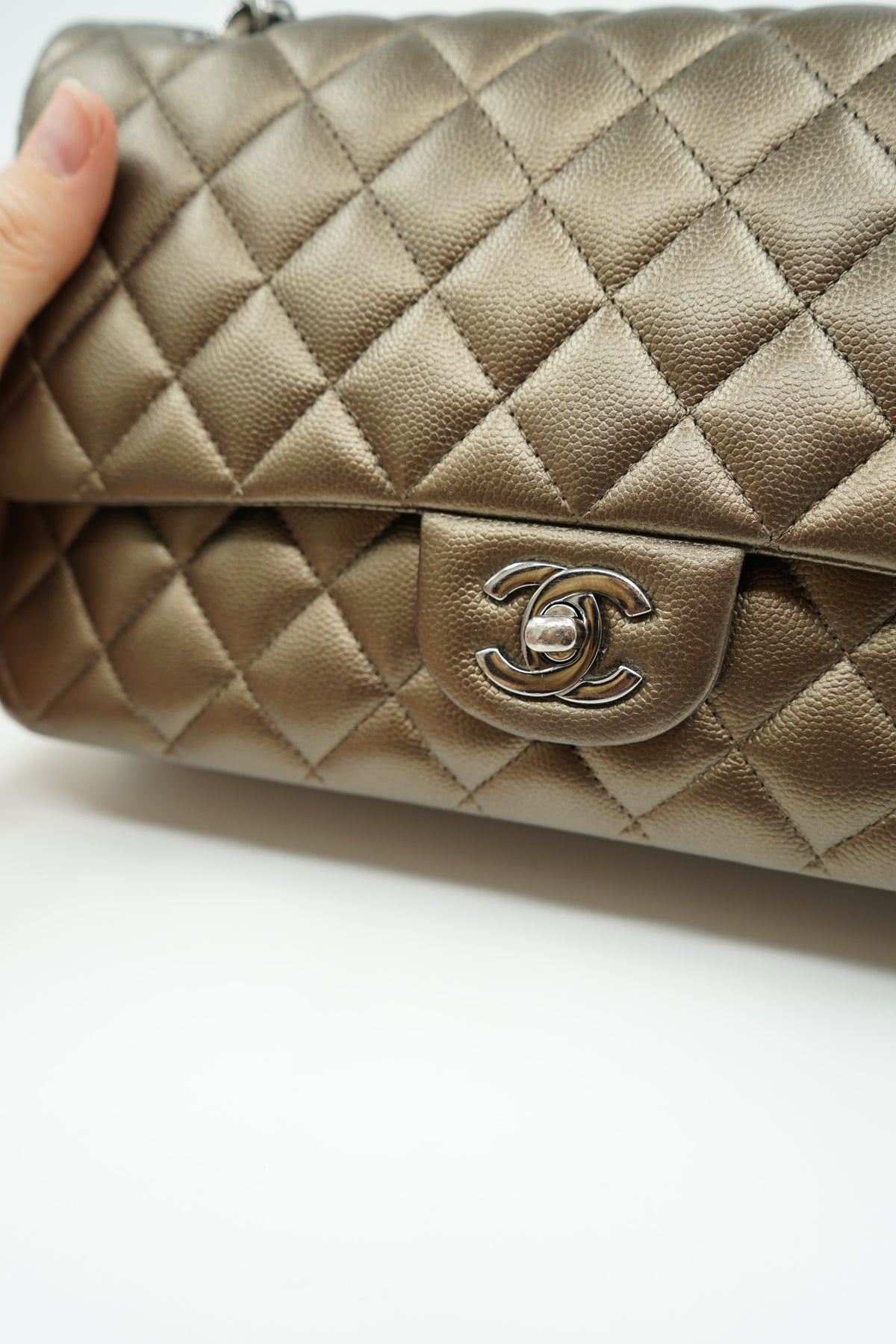 Chanel Medium Metallic Double Flap Bag Caviar
