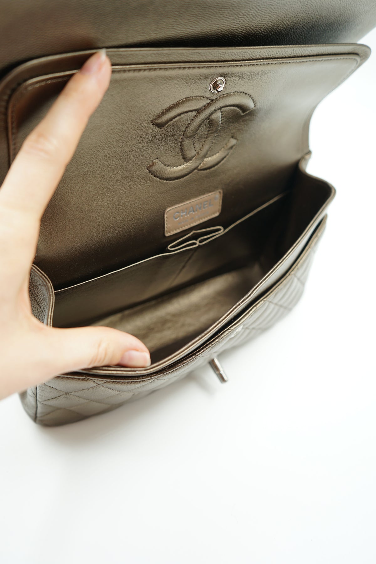 Chanel Medium Metallic Double Flap Bag Caviar