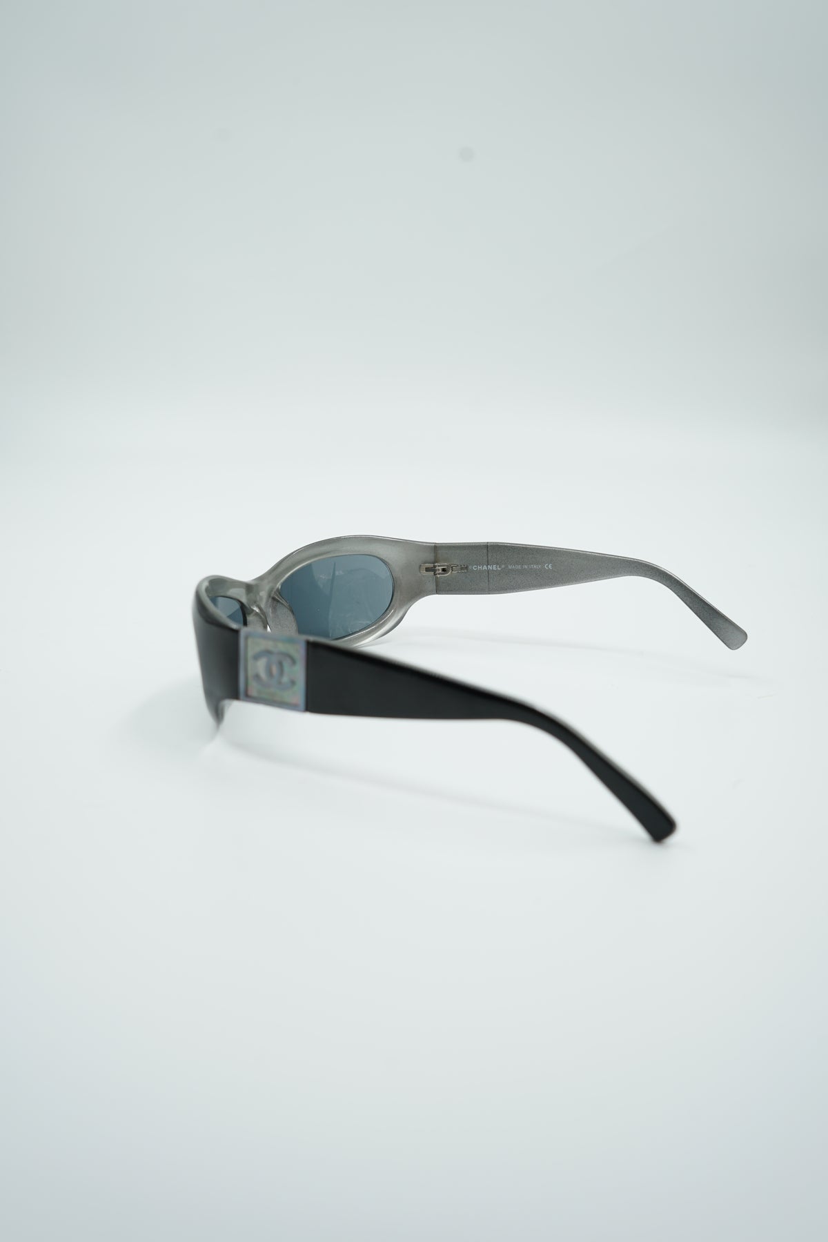 Chanel Black Silver Logo Sunglasses