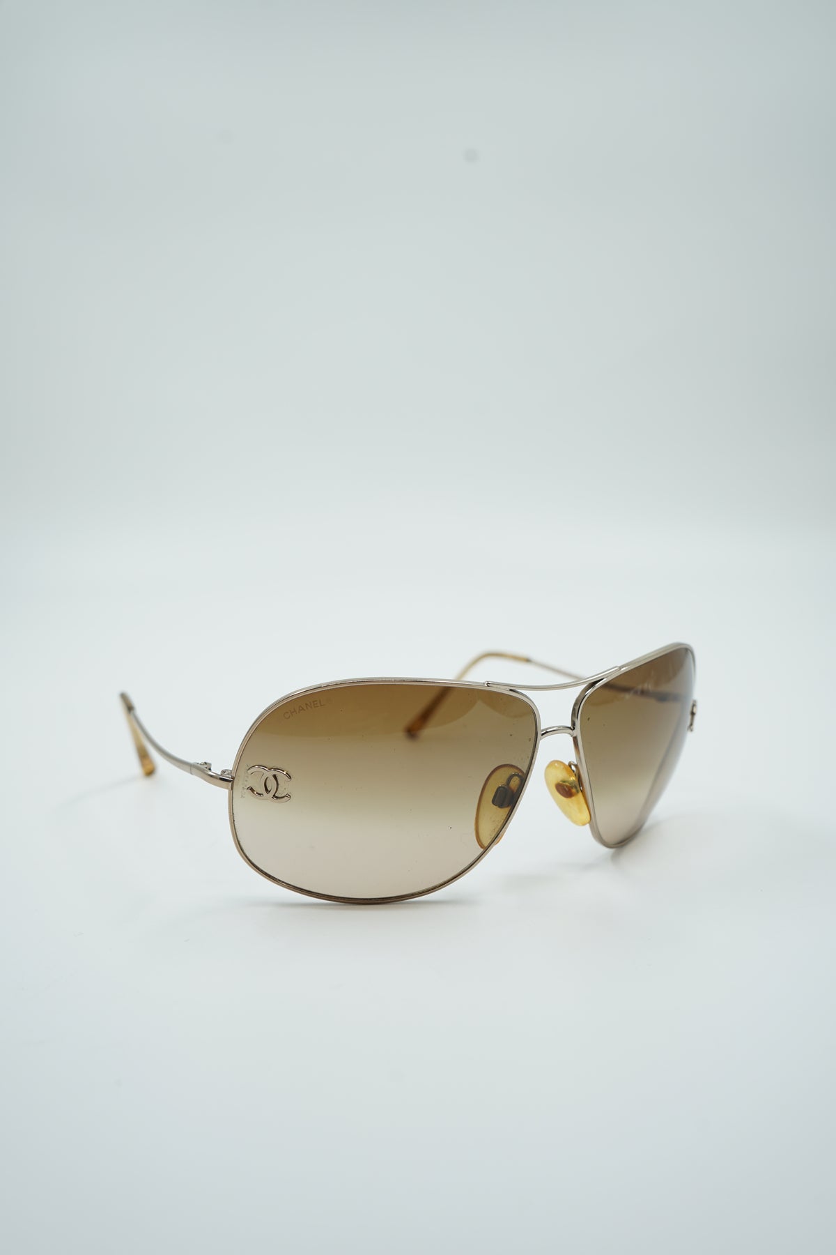 Chanel Gold Pilot Logo Sunglasses