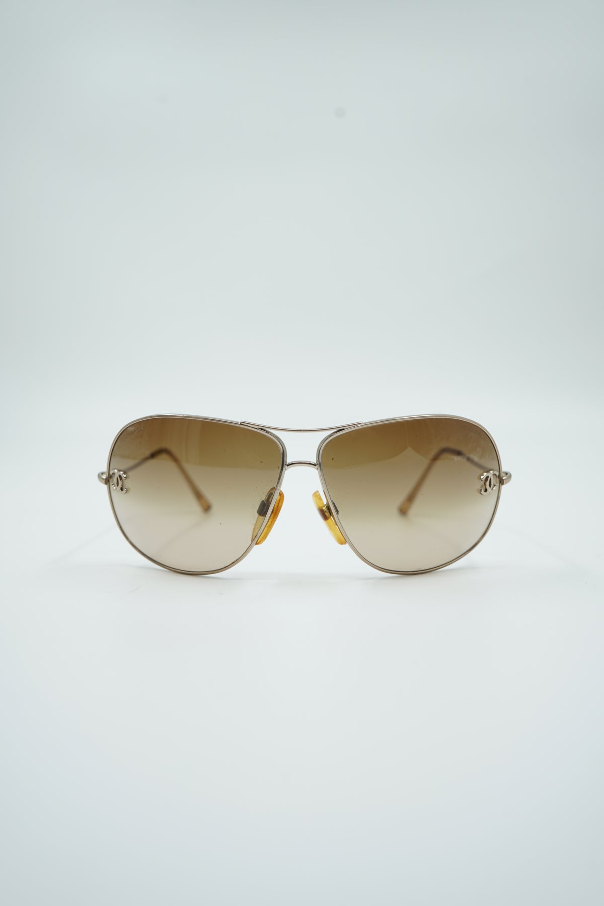 Chanel Gold Pilot Logo Sunglasses