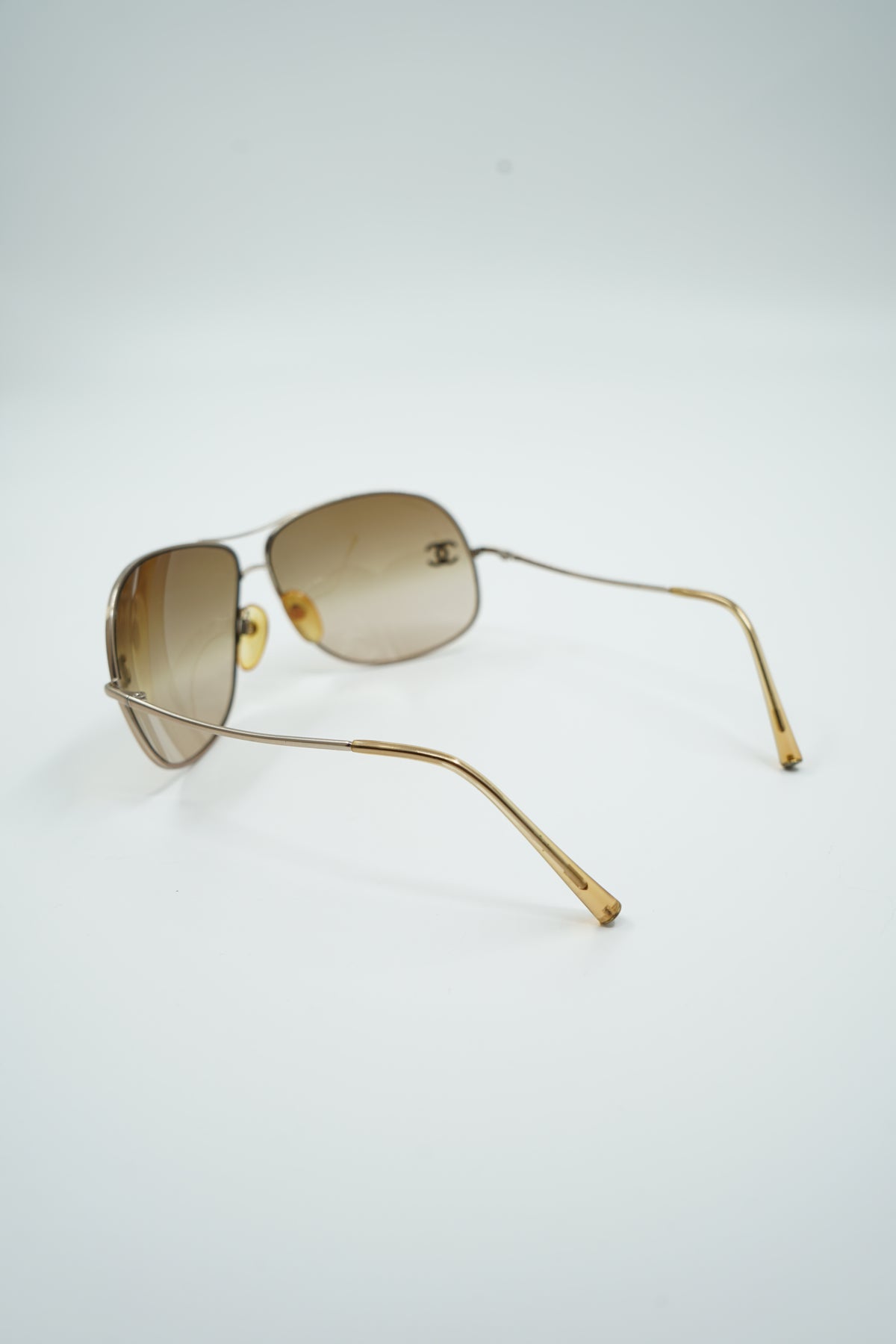 Chanel Gold Pilot Logo Sunglasses
