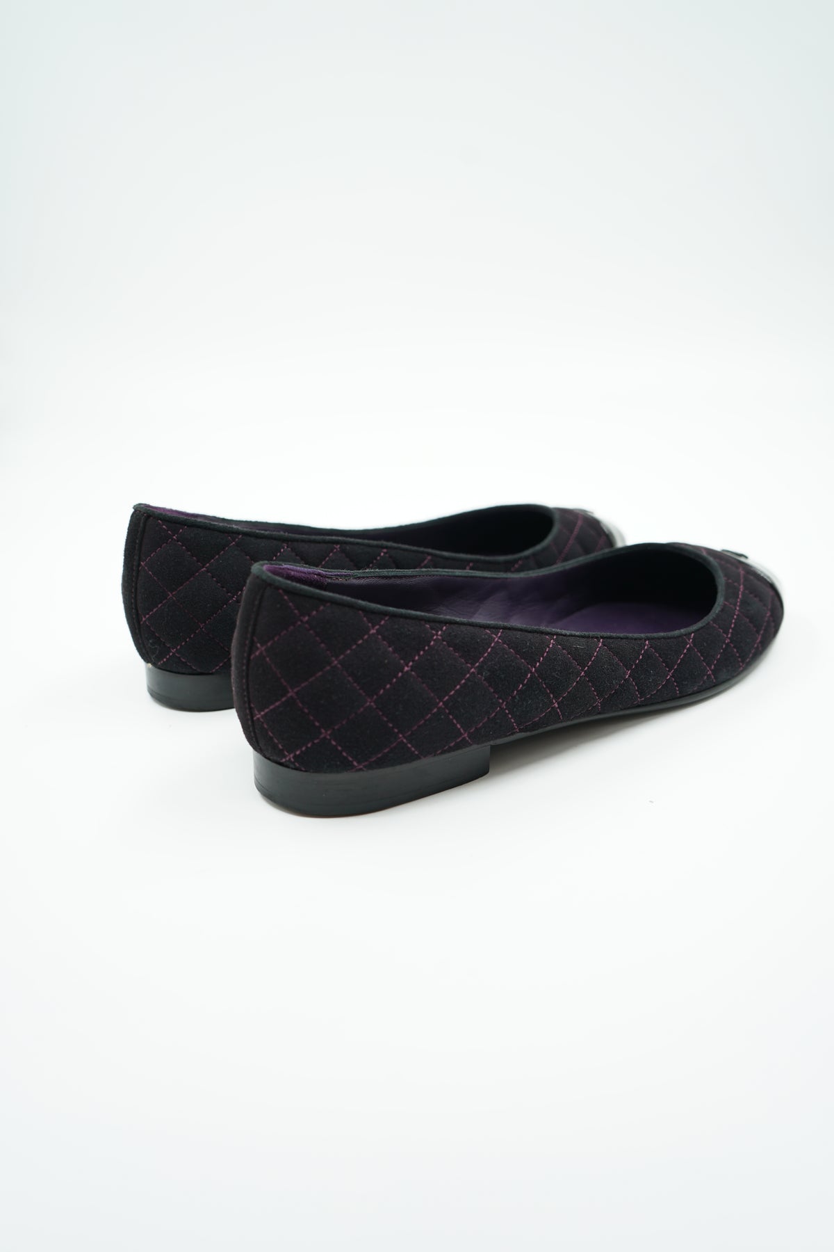 Chanel Suede Quilted Ballet Flats Purple