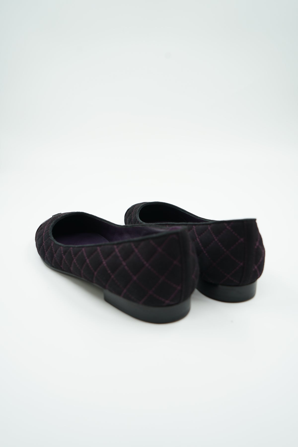 Chanel Suede Quilted Ballet Flats Purple