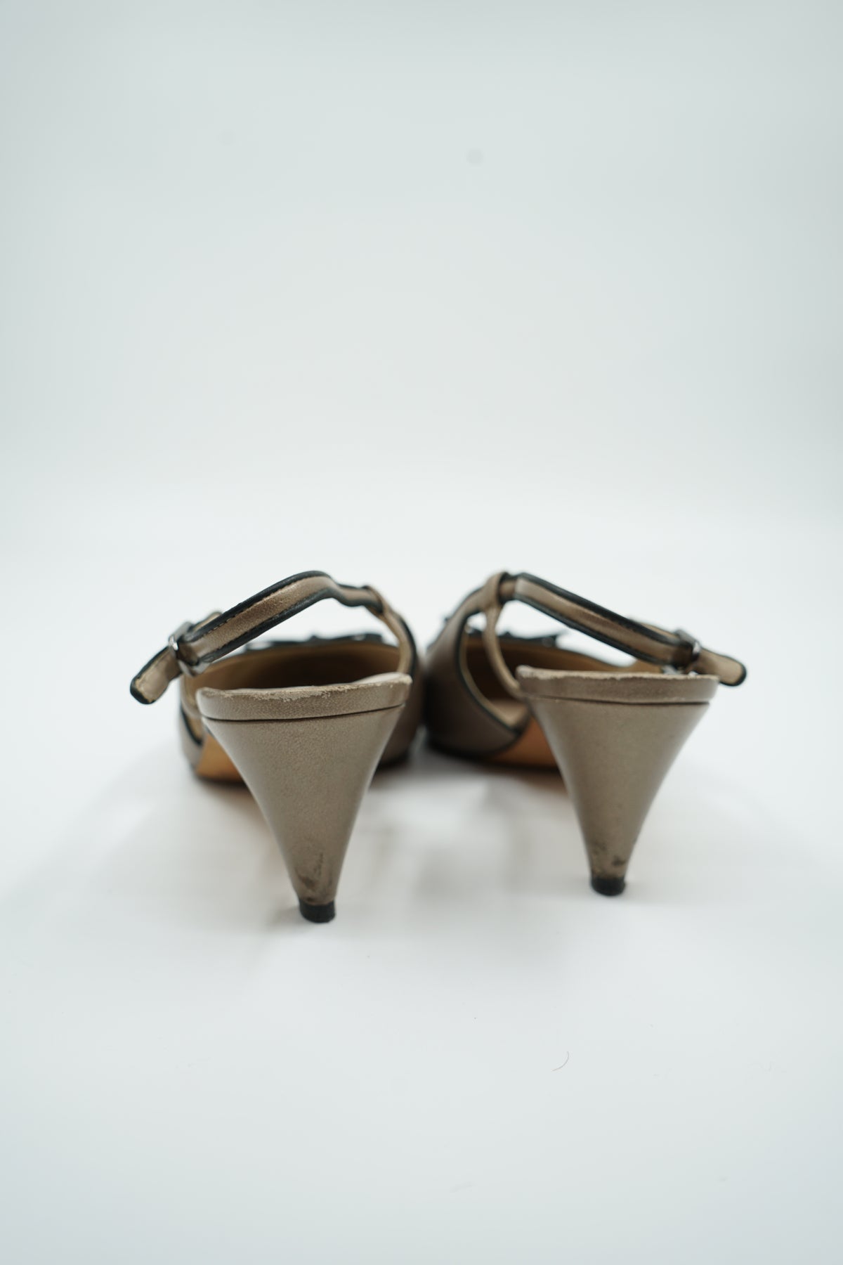 Chanel Cap Toe Logo Pumps Bronze