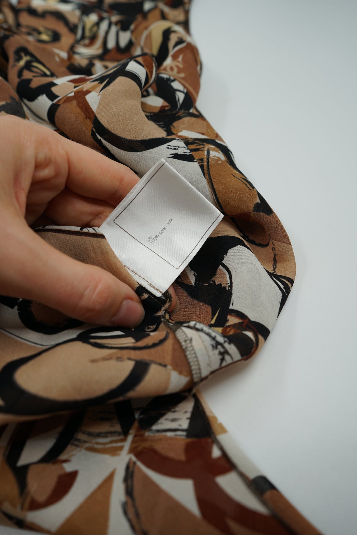 Chanel SS 2005 Logo Printed Silk Top Brown
