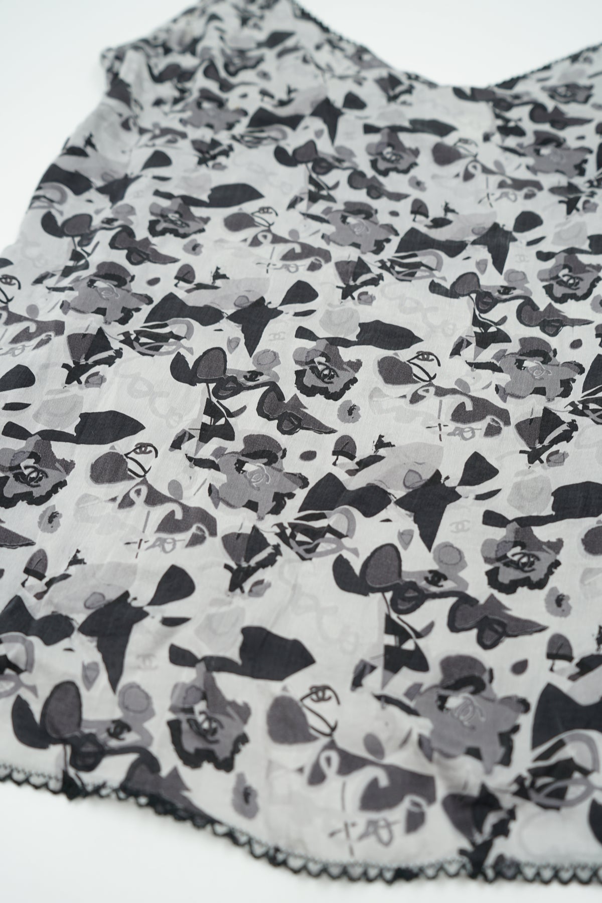 Chanel SS 2005 Logo Printed Silk Top