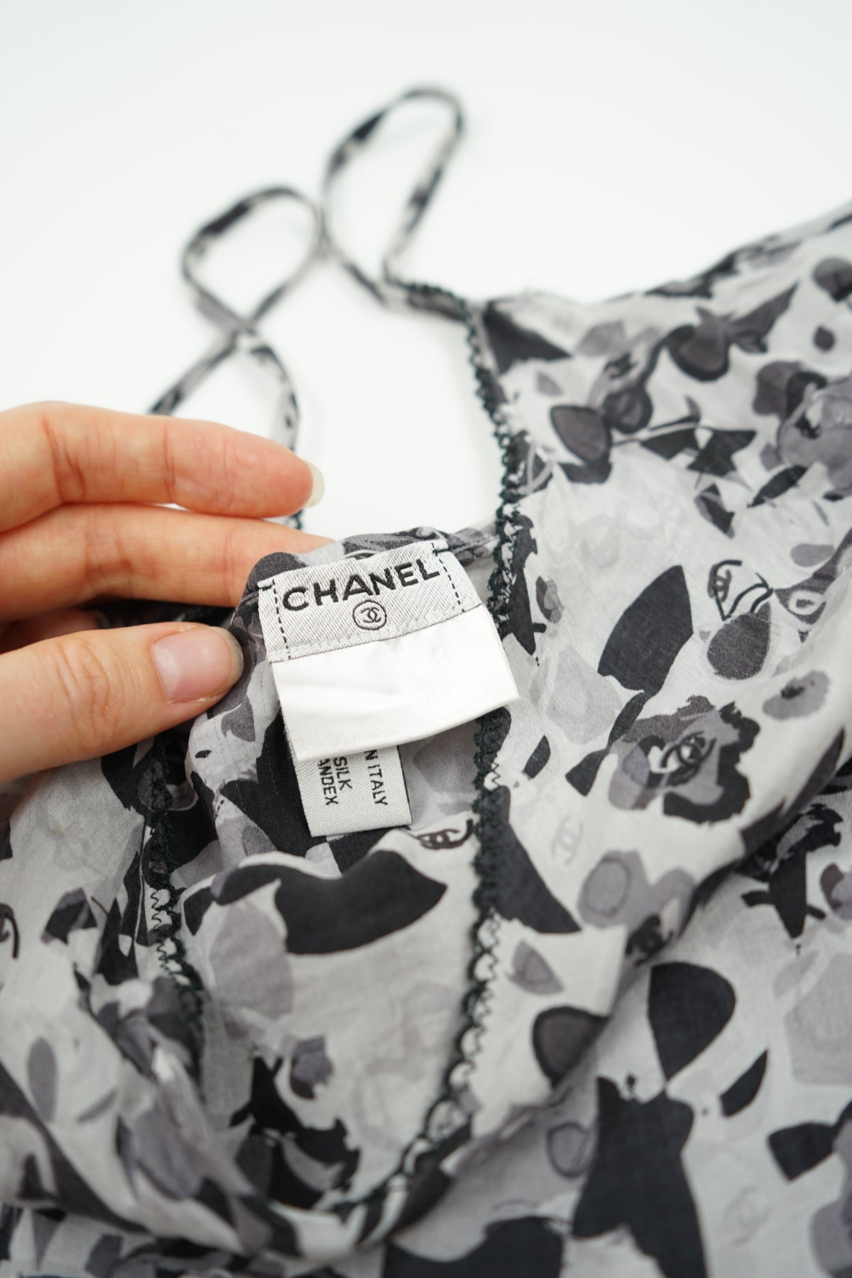 Chanel SS 2005 Logo Printed Silk Top