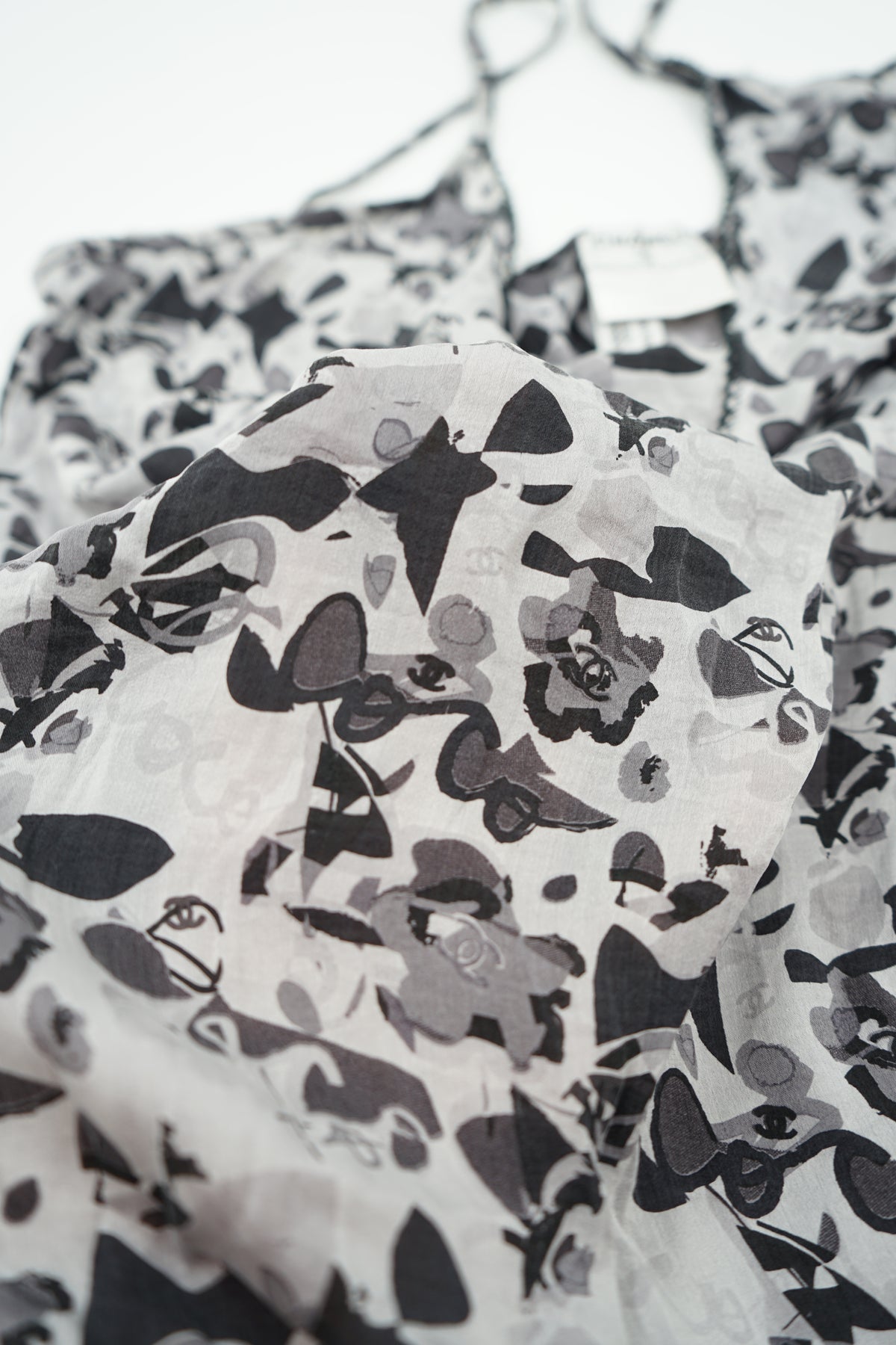 Chanel SS 2005 Logo Printed Silk Top