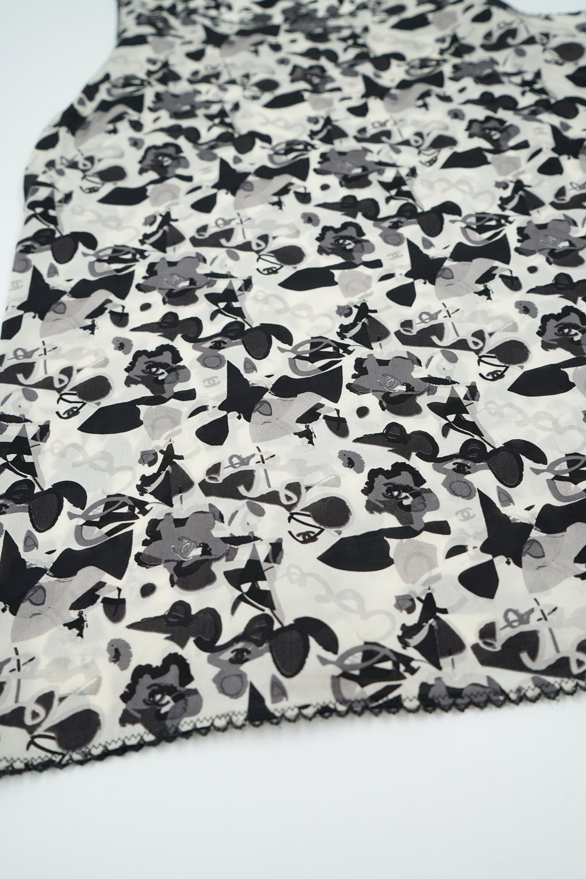 Chanel SS 2005 Logo Printed Silk Top