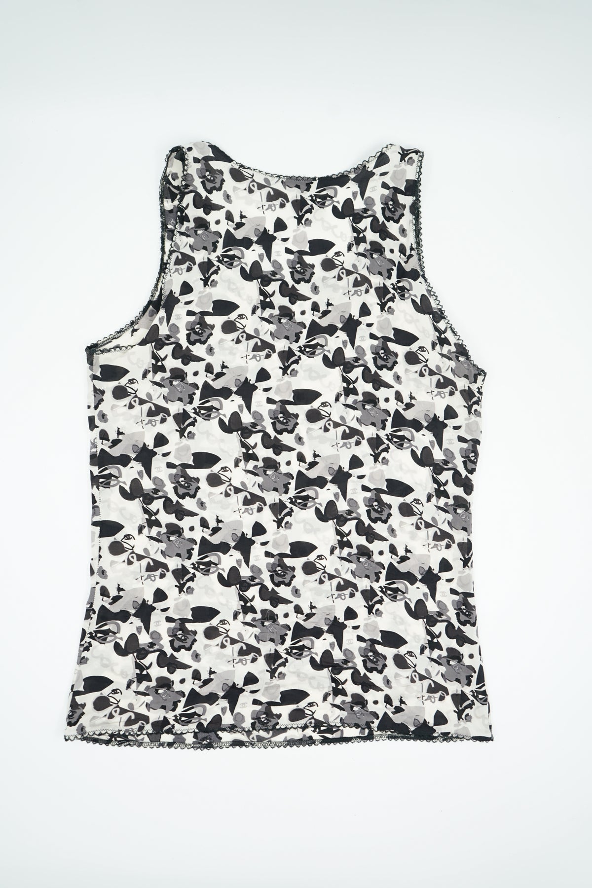Chanel SS 2005 Logo Printed Silk Top