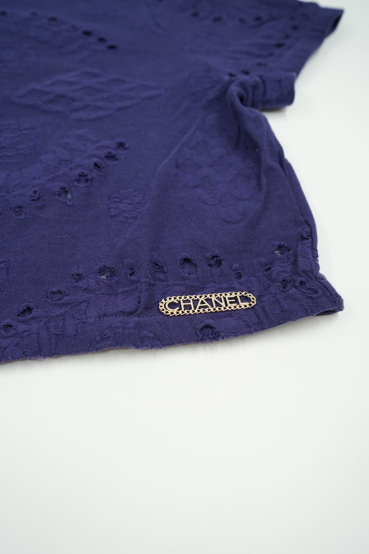 Chanel Perforated Crop Top Purple