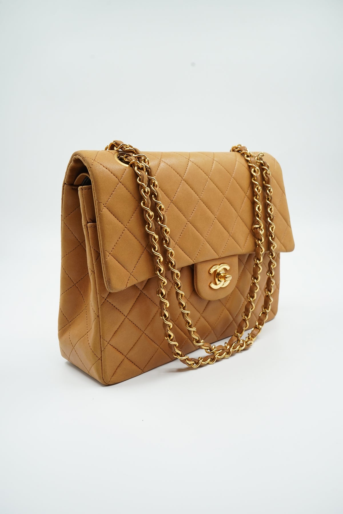 Chanel Medium Tall Double Flap Bag Brown