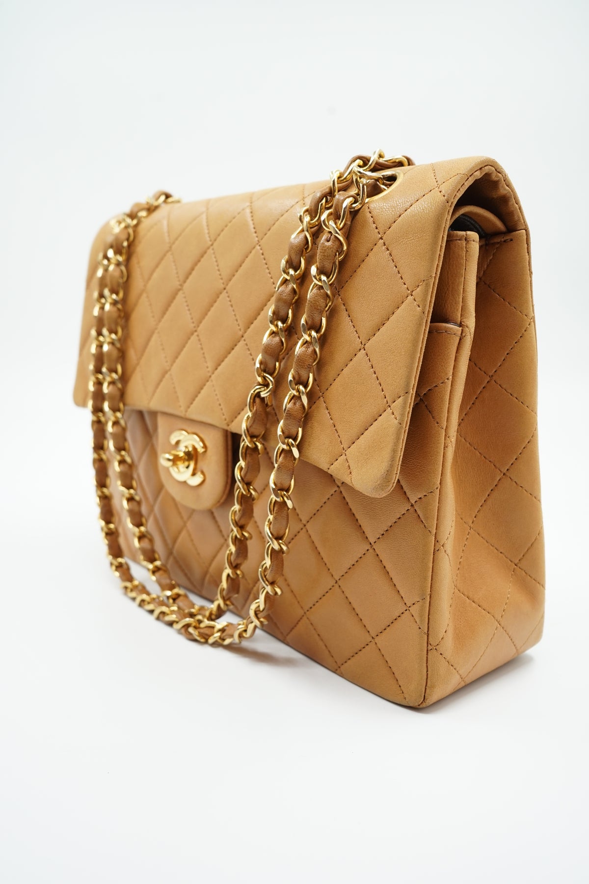 Chanel Medium Tall Double Flap Bag Brown