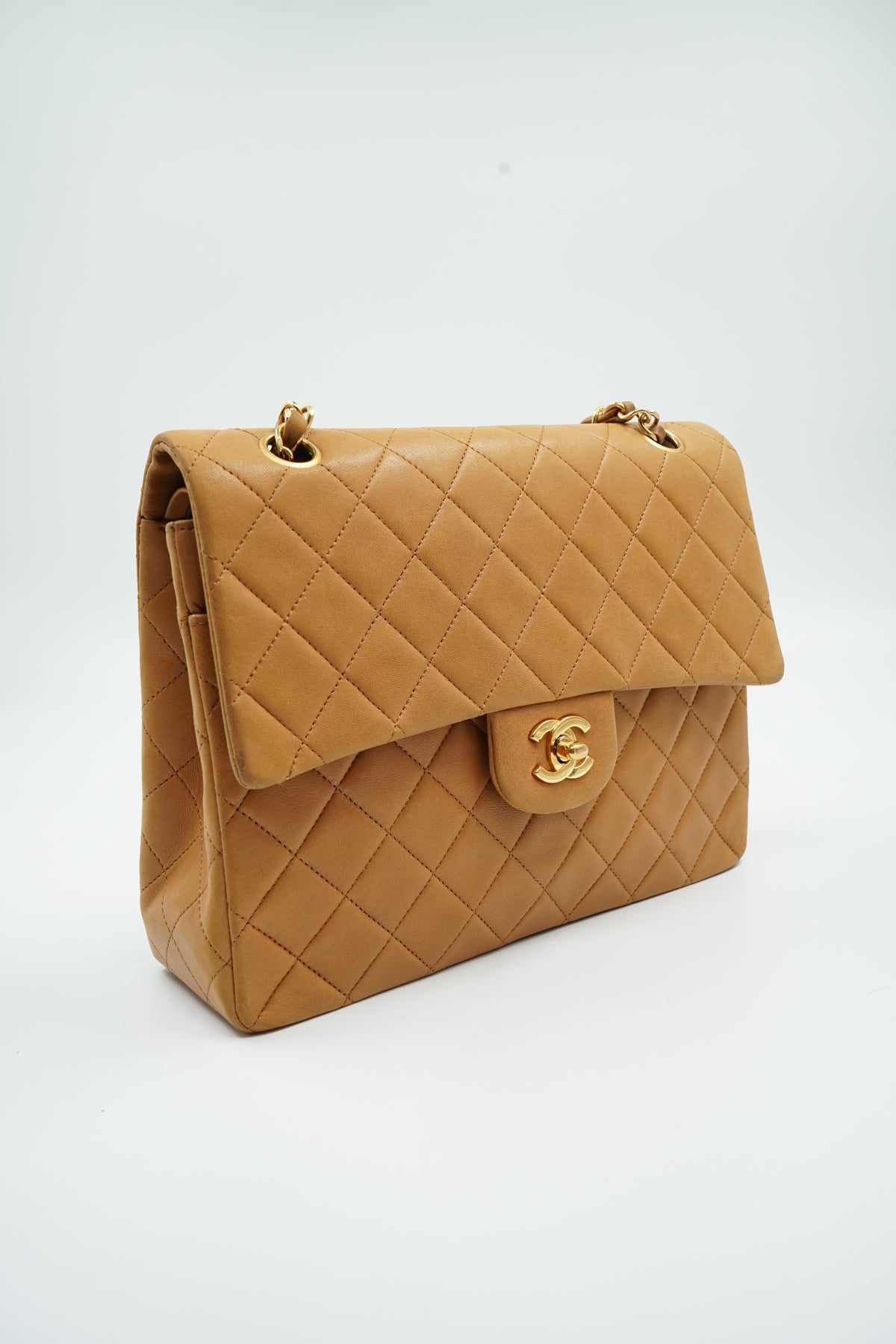 Chanel Medium Tall Double Flap Bag Brown