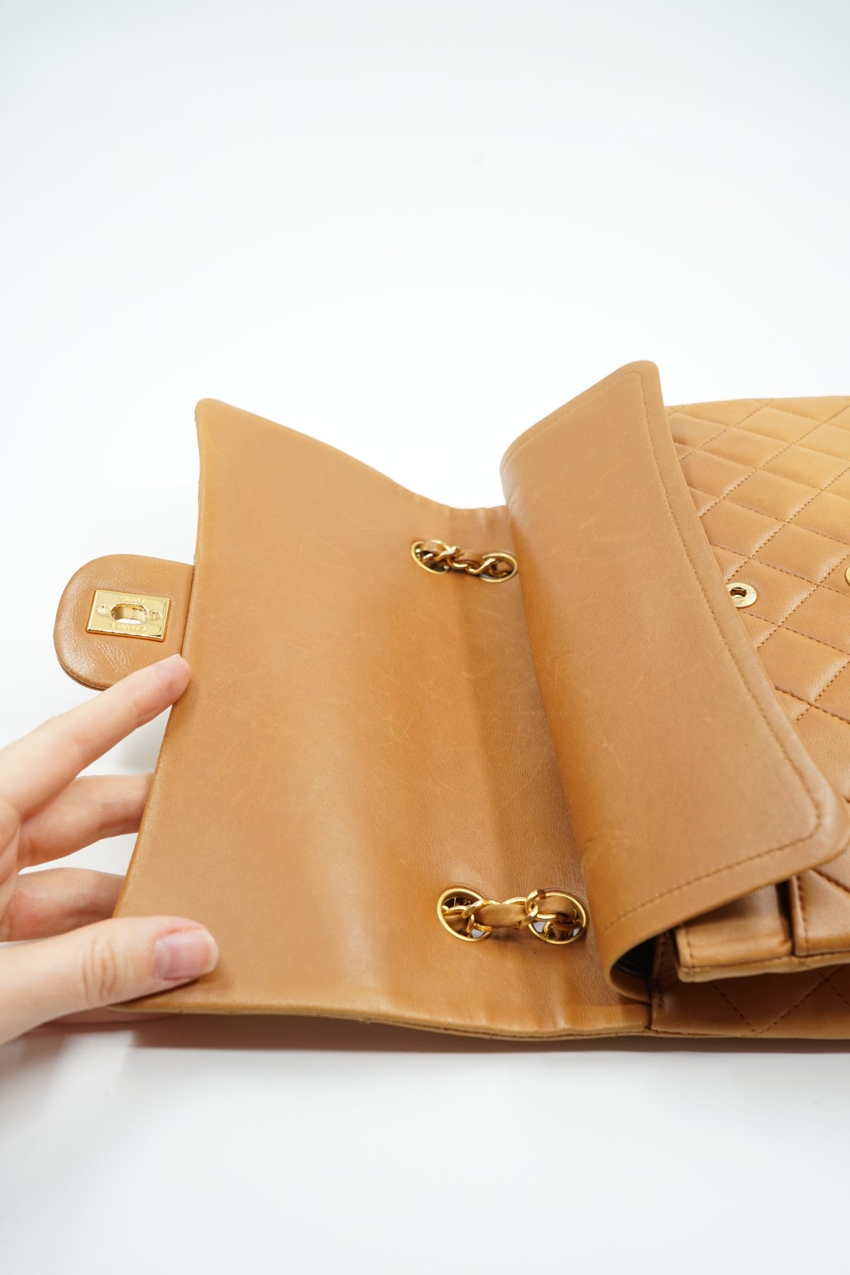 Chanel Medium Tall Double Flap Bag Brown