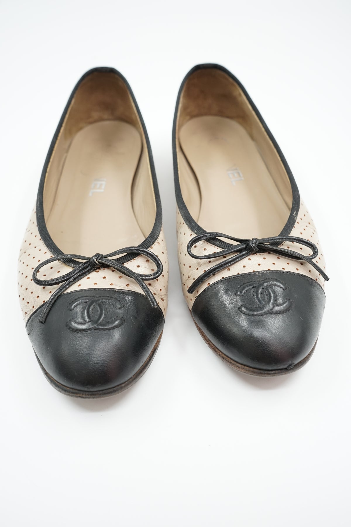 Chanel Perforated Cap Logo Ballet Flats