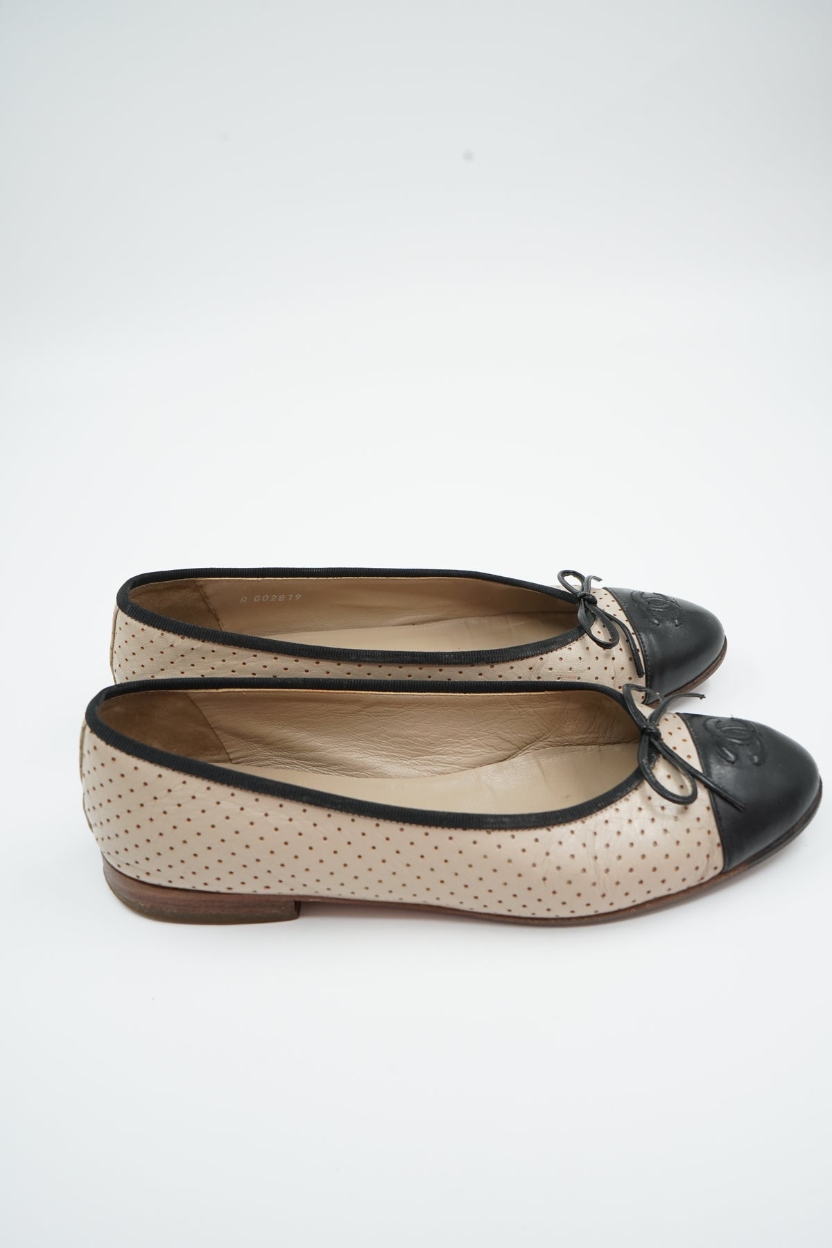 Chanel Perforated Cap Logo Ballet Flats