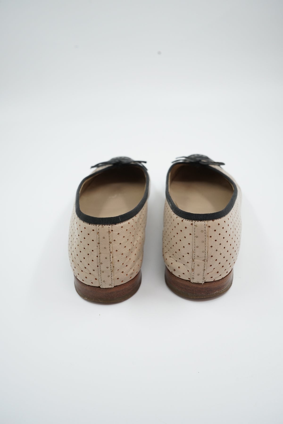 Chanel Perforated Cap Logo Ballet Flats