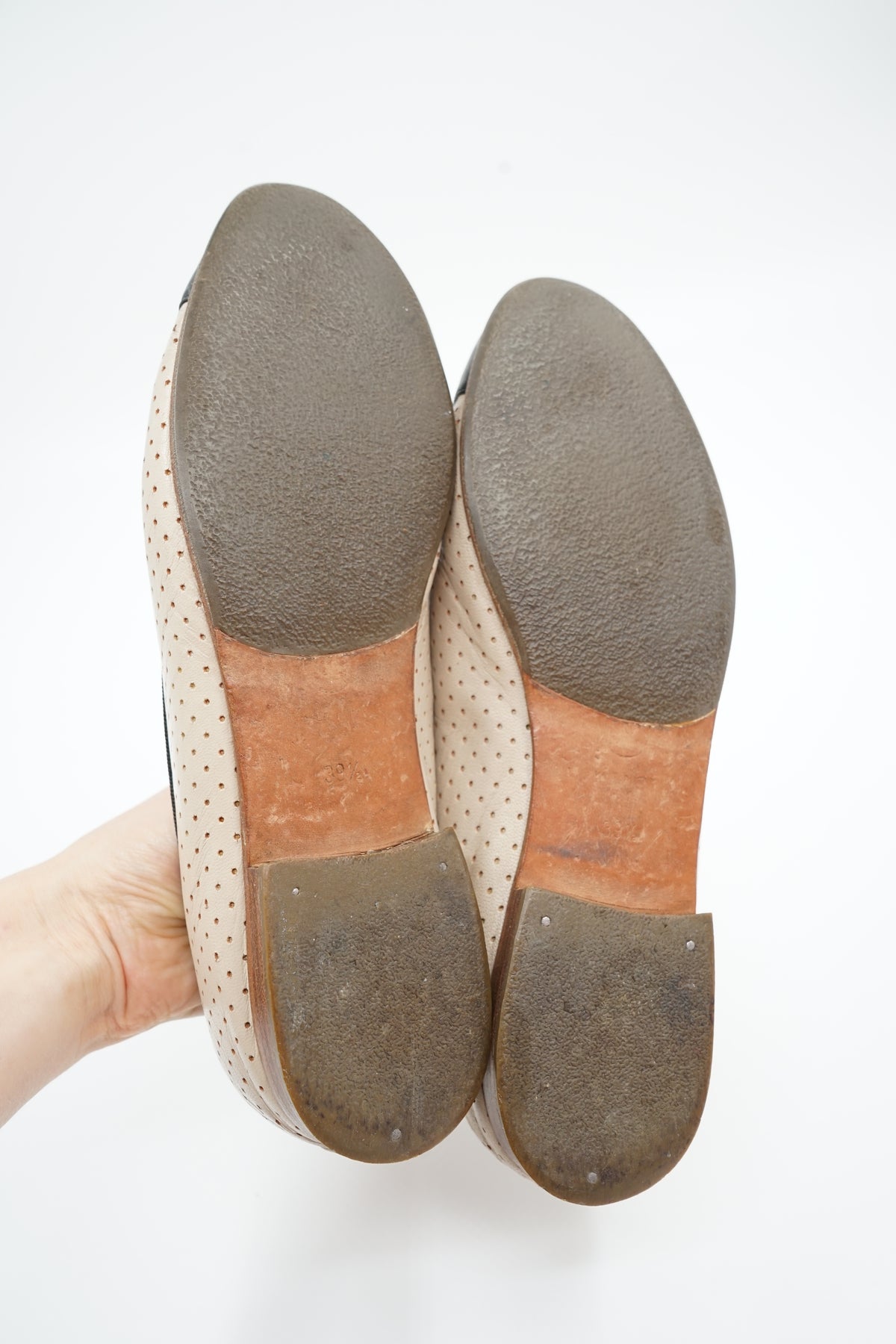 Chanel Perforated Cap Logo Ballet Flats