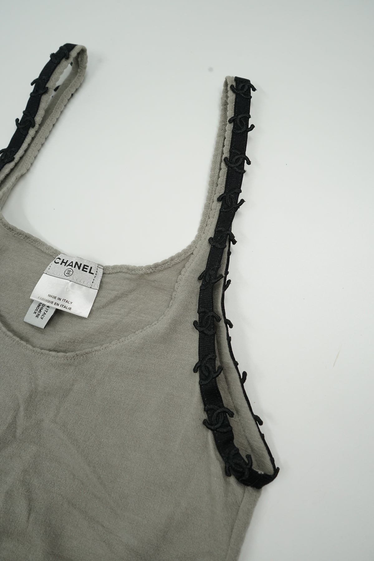 Chanel 2005 Cashmere Grey Logo Tank Top