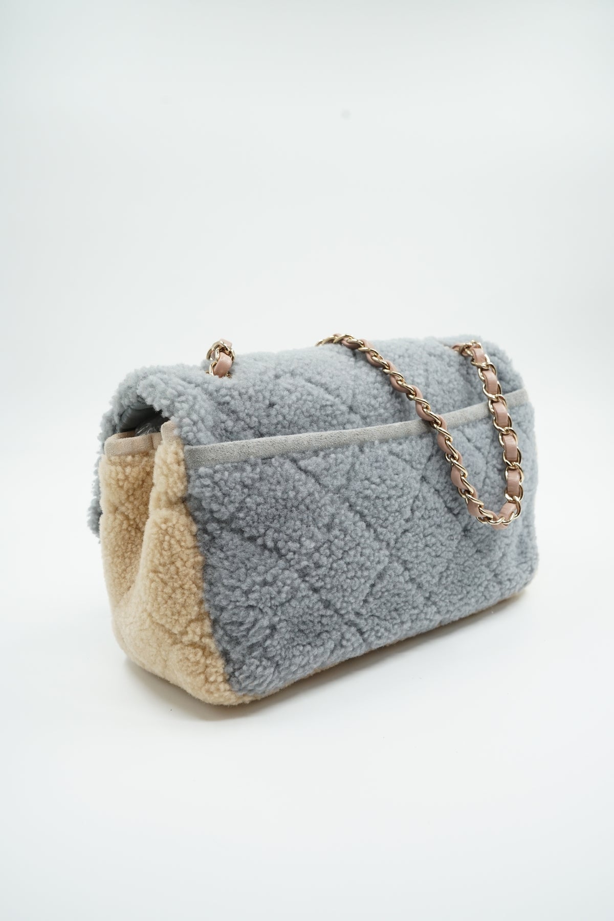 Chanel Medium Pastel Tricolour Shearling Single Flap Bag
