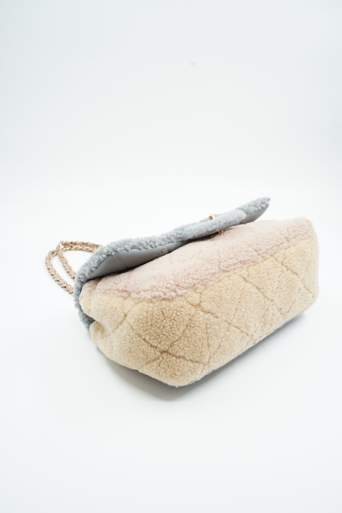 Chanel Medium Pastel Tricolour Shearling Single Flap Bag