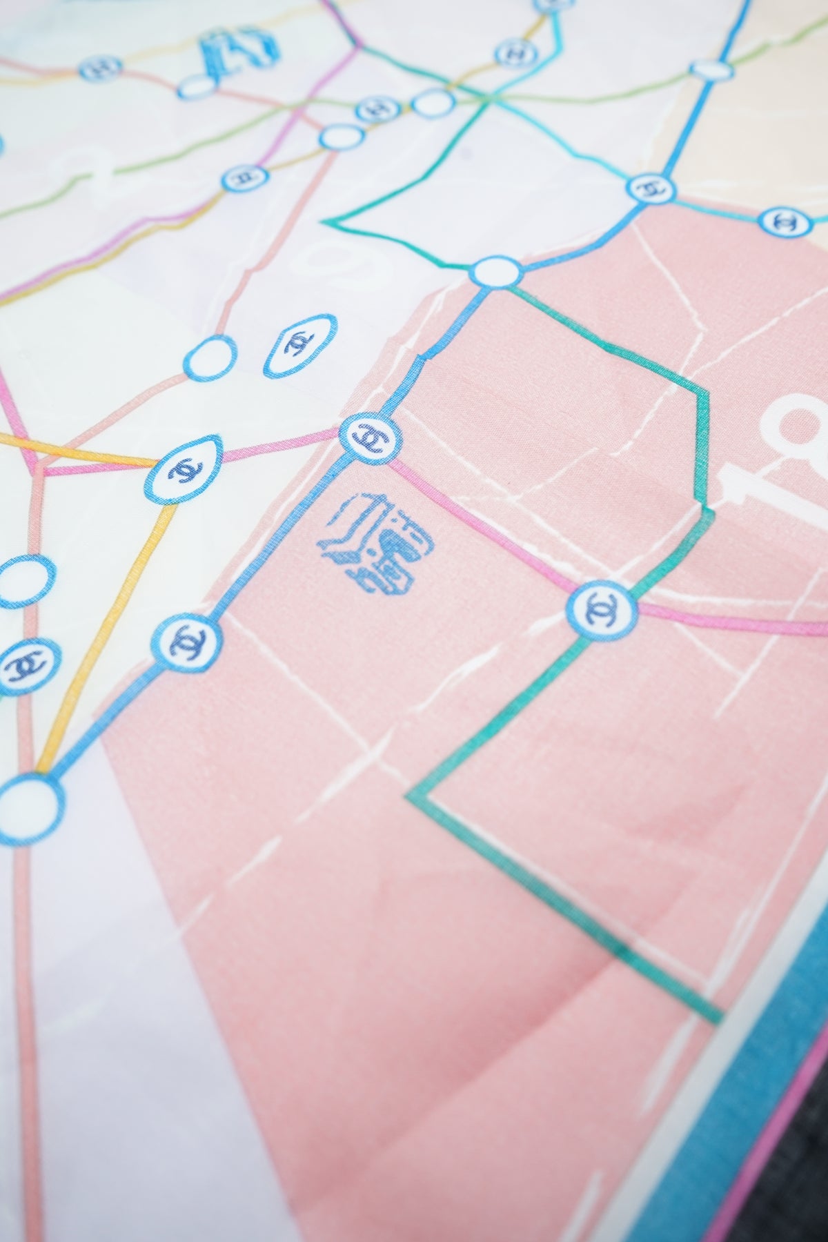 Chanel CC Logo Paris Map Scarf
