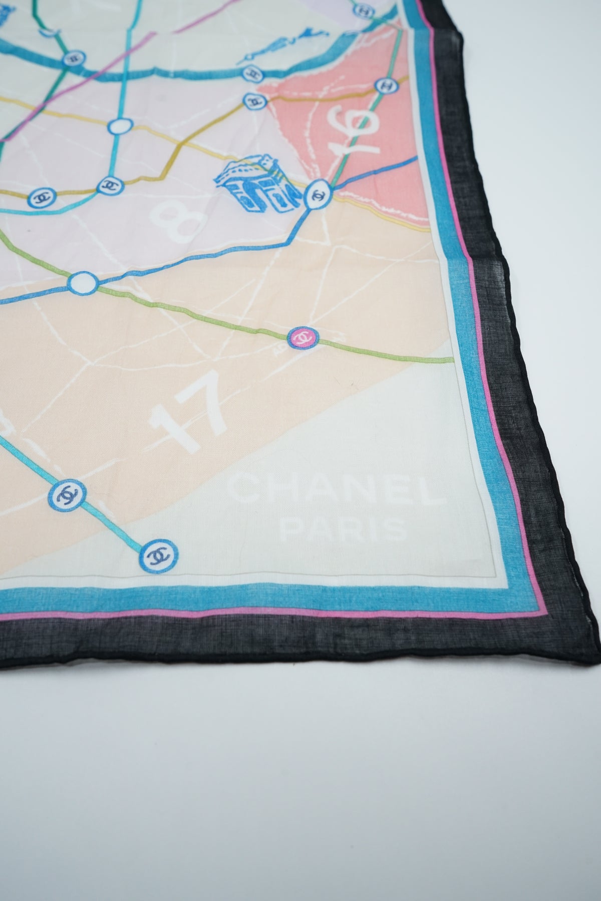 Chanel CC Logo Paris Map Scarf