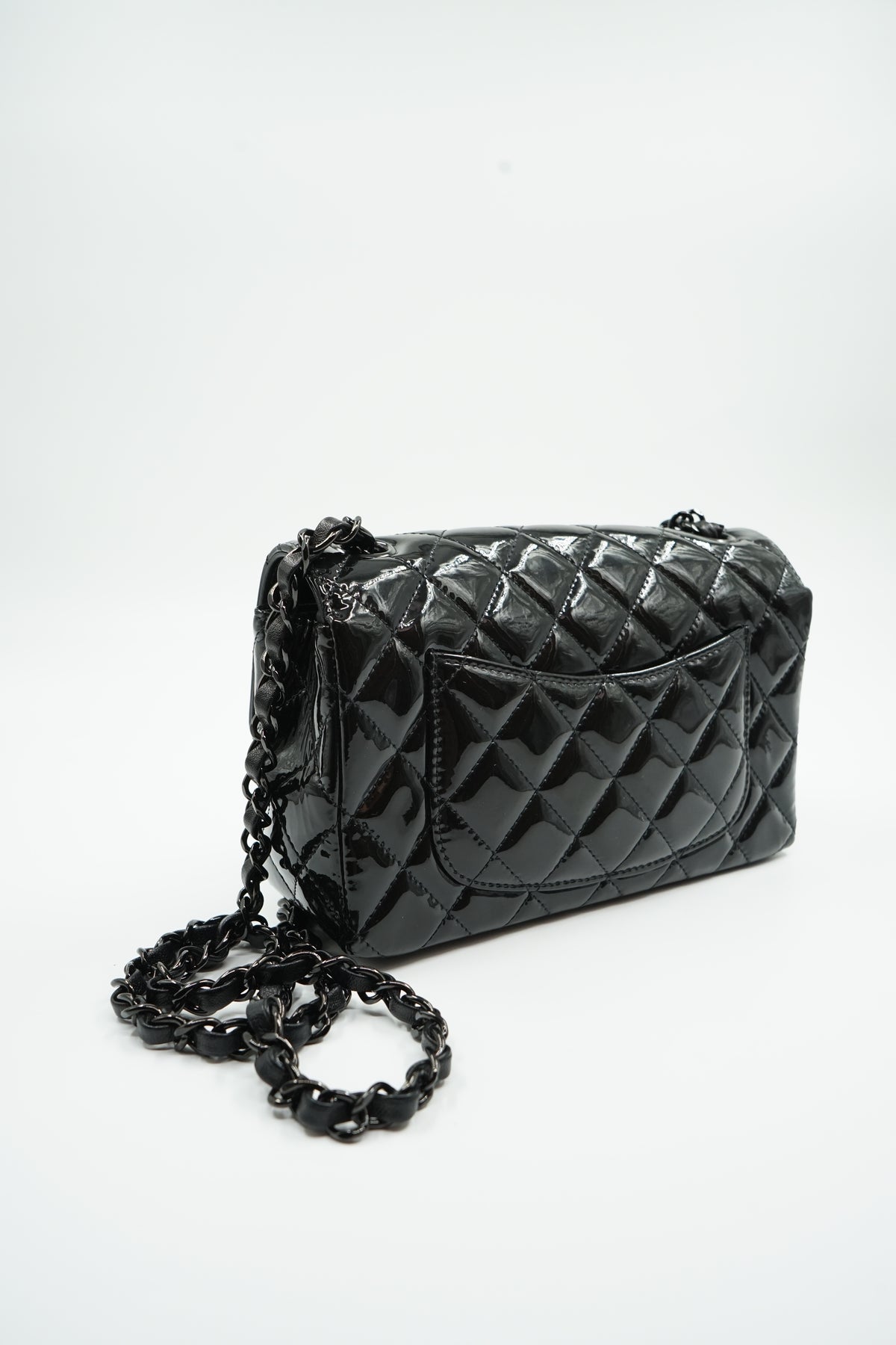Chanel So Black Patent Mini Rectangular Flap Bag