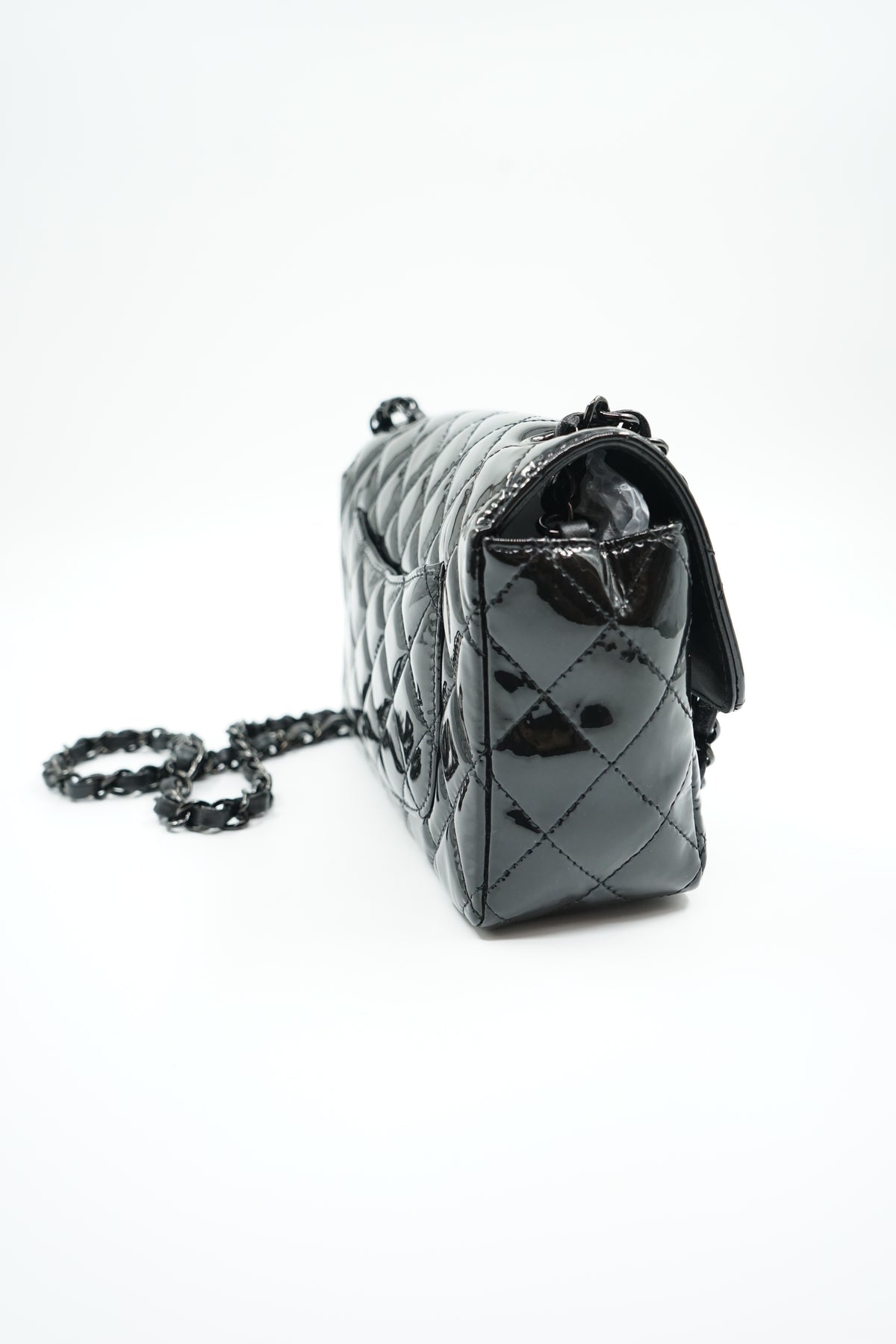 Chanel So Black Patent Mini Rectangular Flap Bag