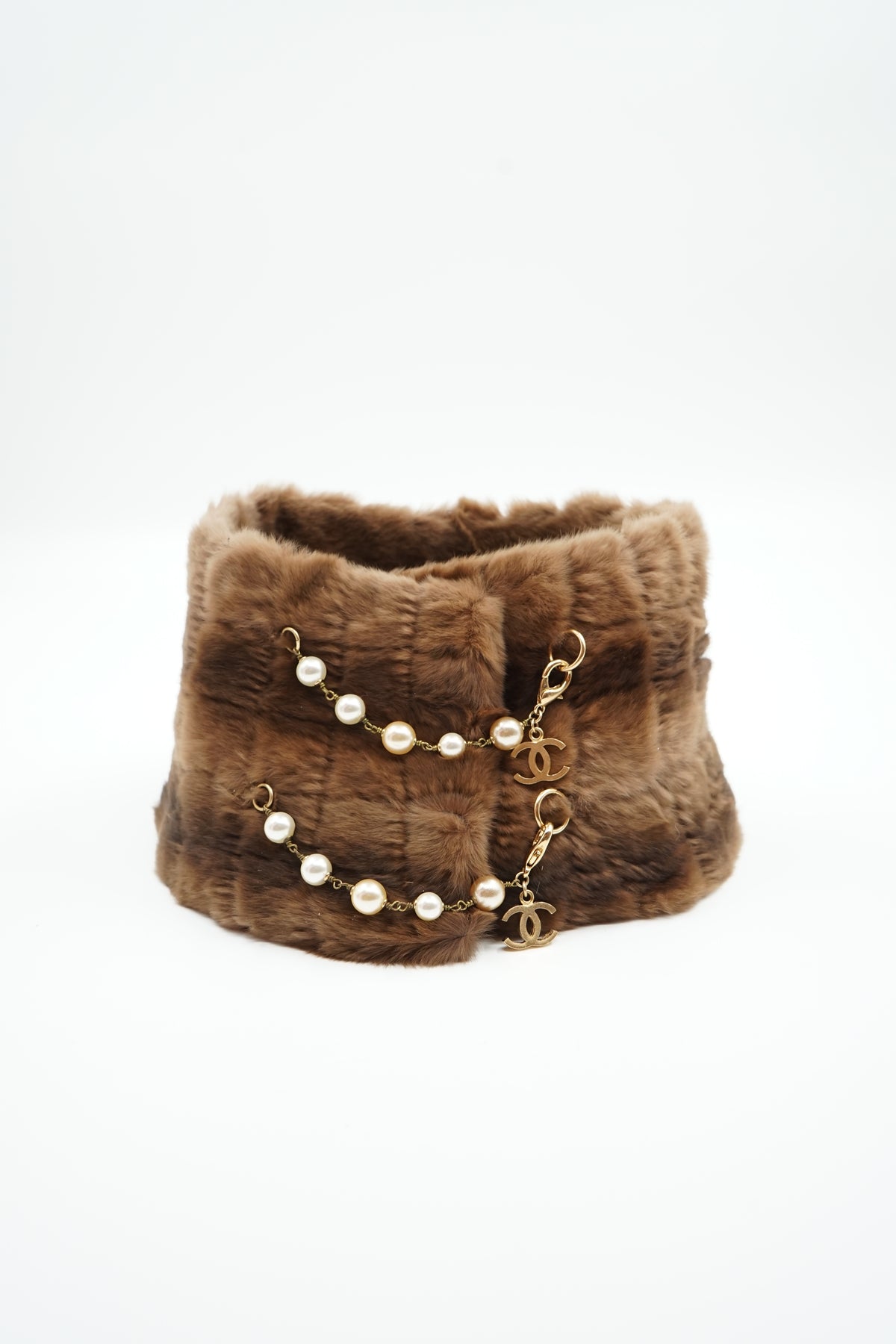 Chanel FW 2004 Fur Pearl Collar Wrap Scarf