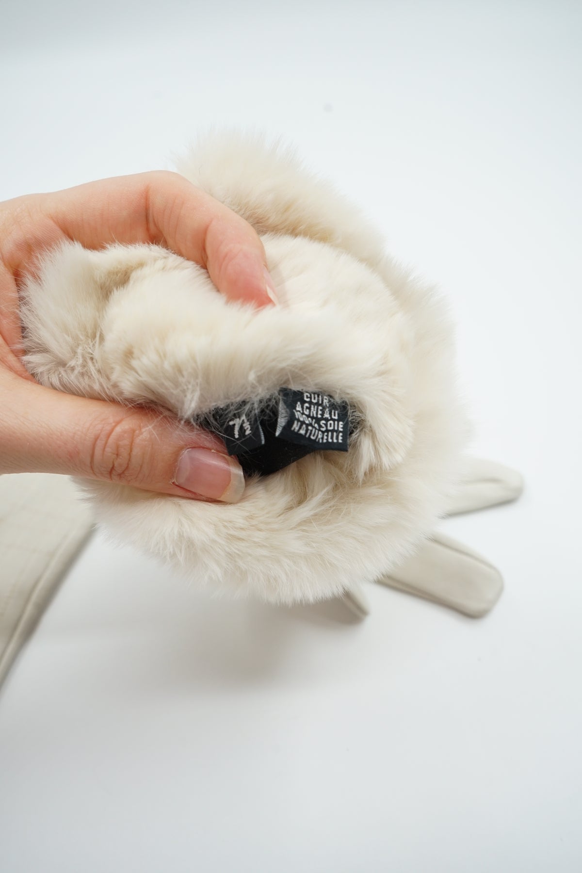 Chanel AW 2003 Chocolate Bar Long Gloves Fur Trim