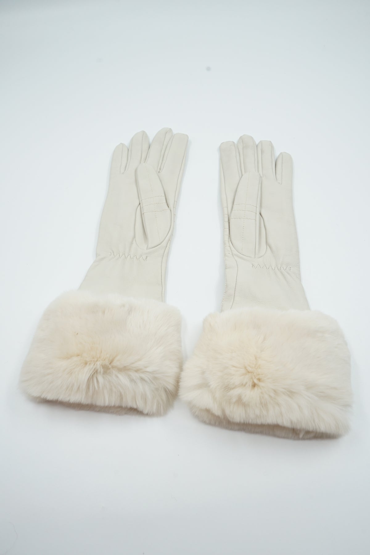 Chanel AW 2003 Chocolate Bar Long Gloves Fur Trim