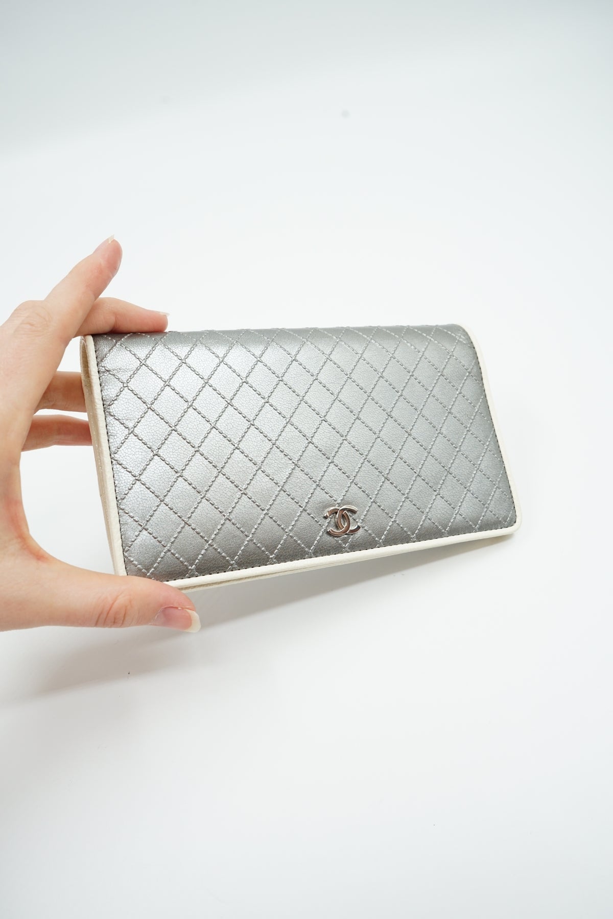 Chanel Fold Wallet Silver