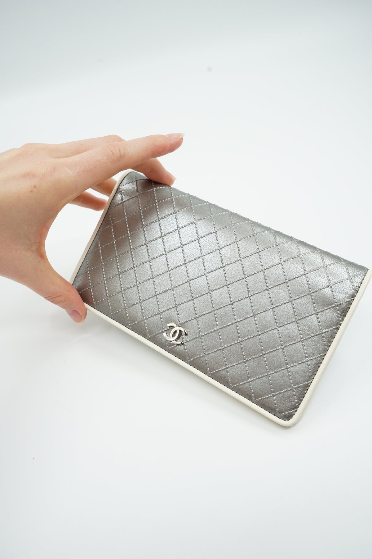 Chanel Fold Wallet Silver