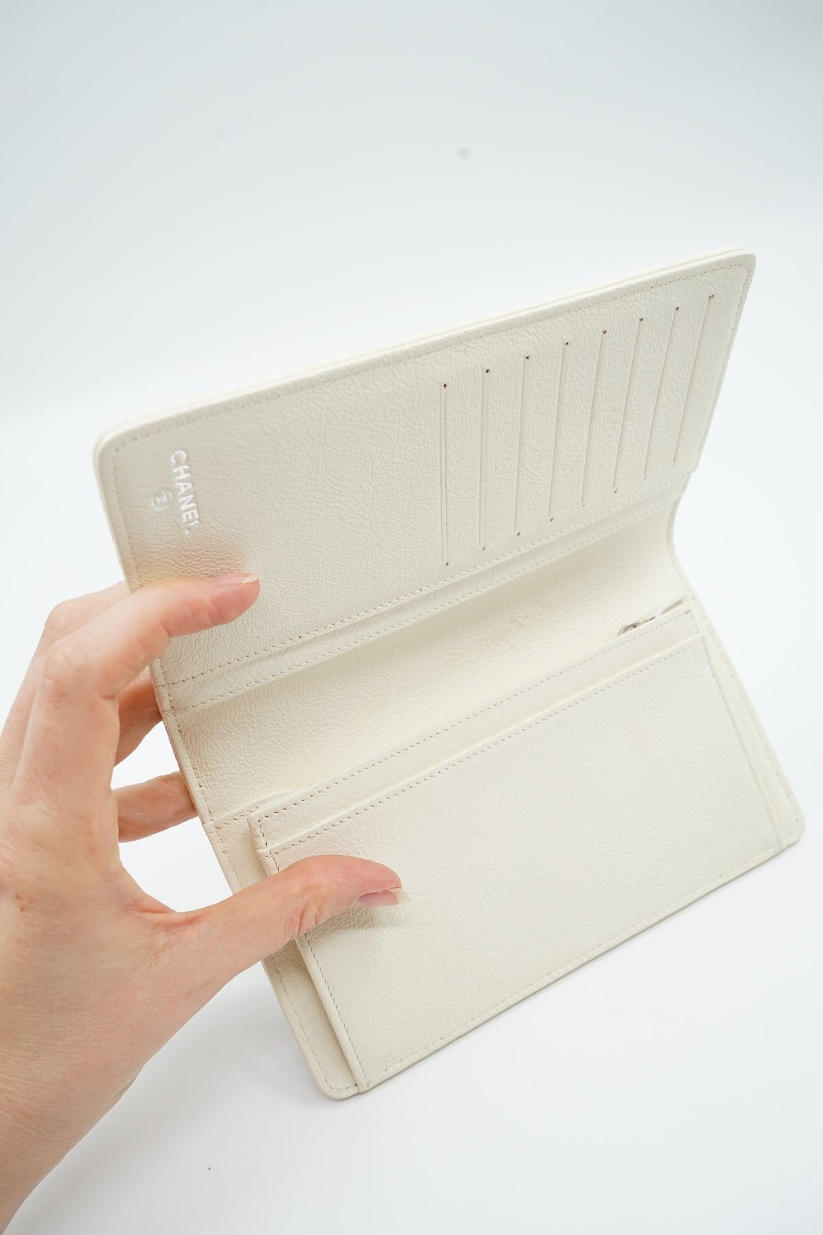 Chanel Fold Wallet Silver