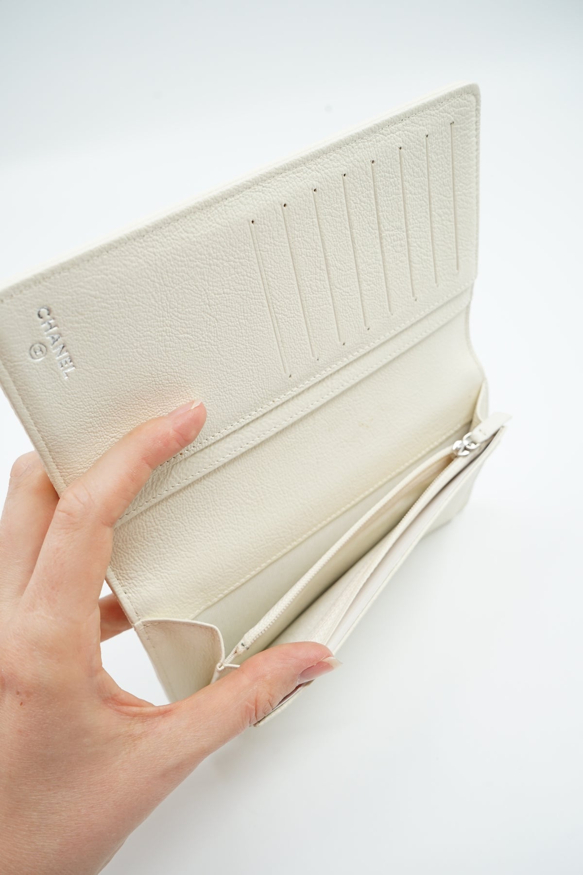 Chanel Fold Wallet Silver