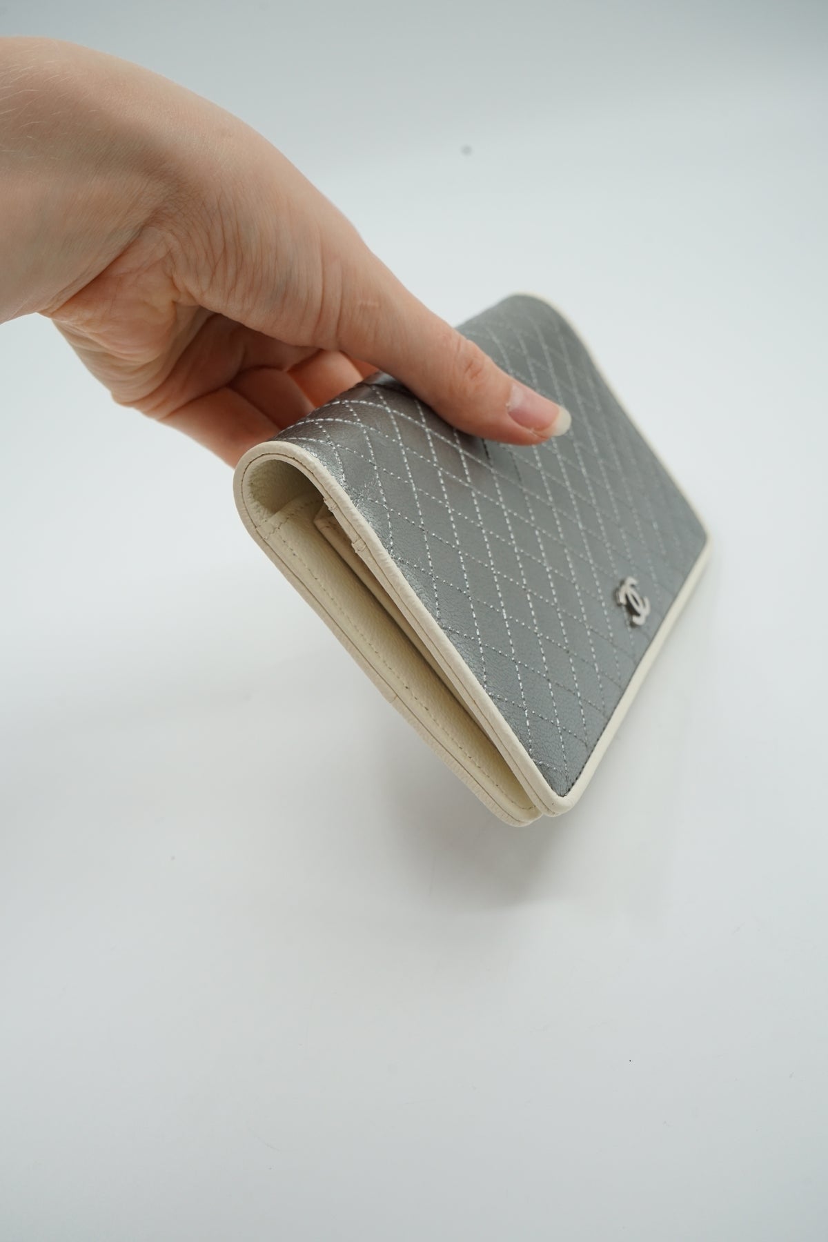 Chanel Fold Wallet Silver