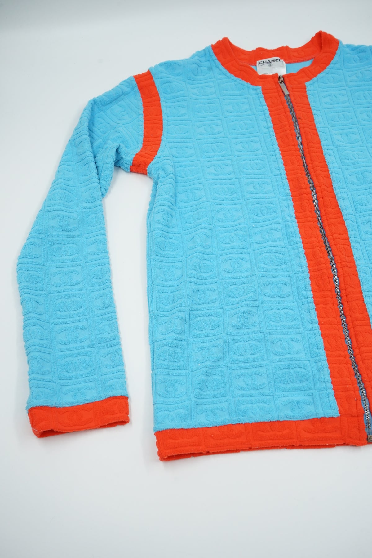 Chanel 2002 Terrycloth Zip Up Logo Jacket