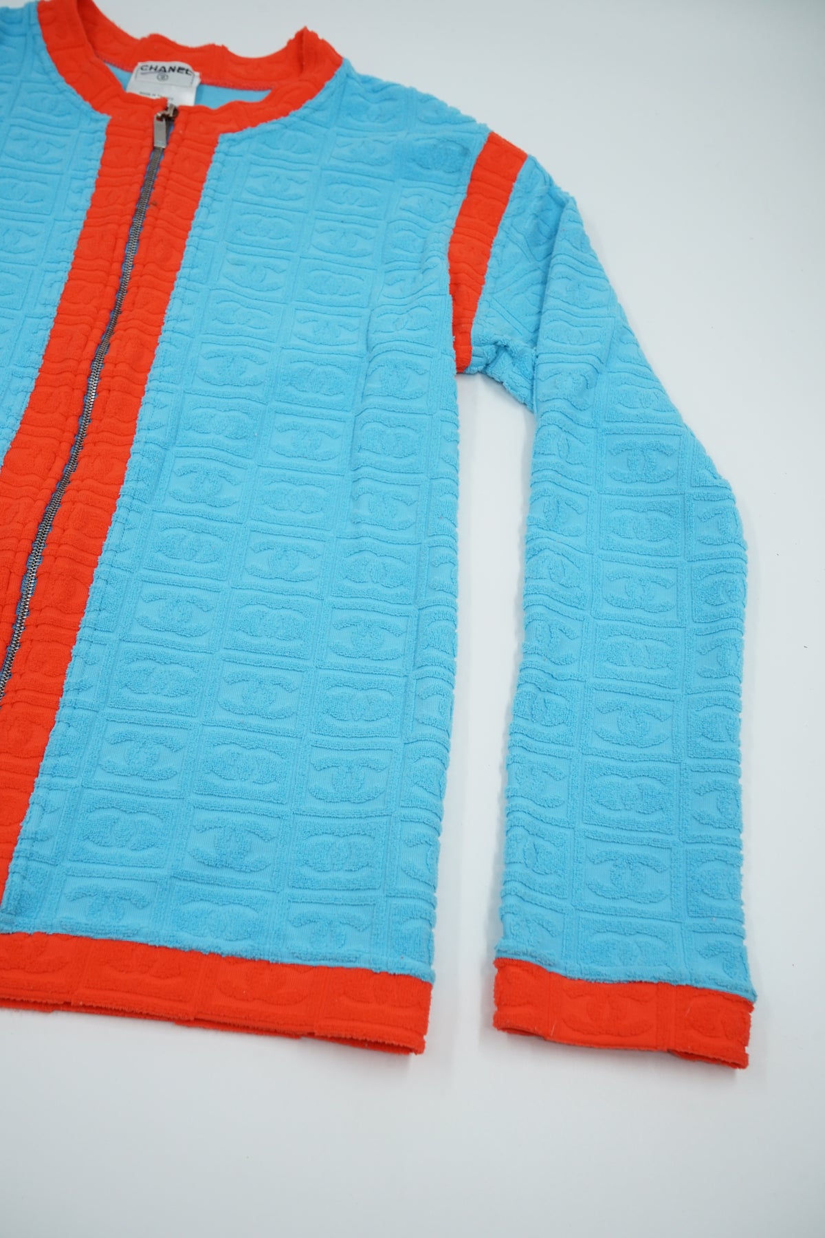 Chanel 2002 Terrycloth Zip Up Logo Jacket