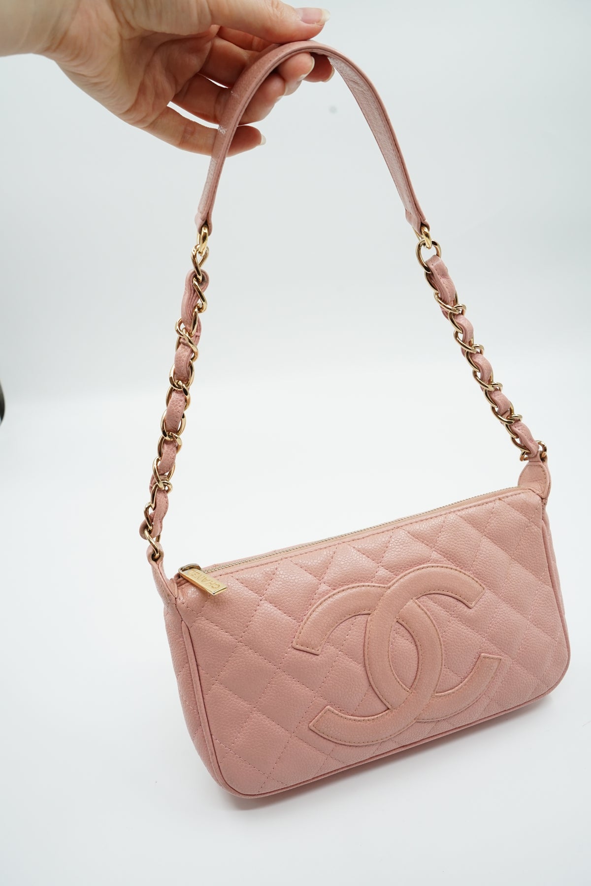 Chanel Pink Caviar Pochette Shoulder Bag