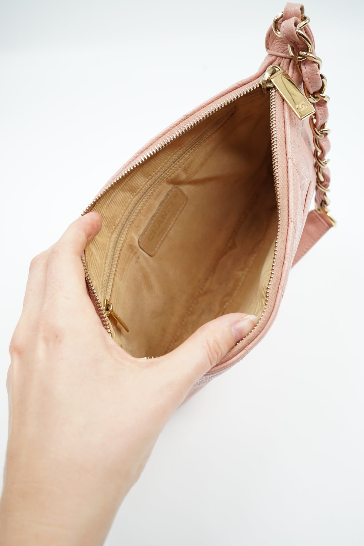 Chanel Pink Caviar Pochette Shoulder Bag