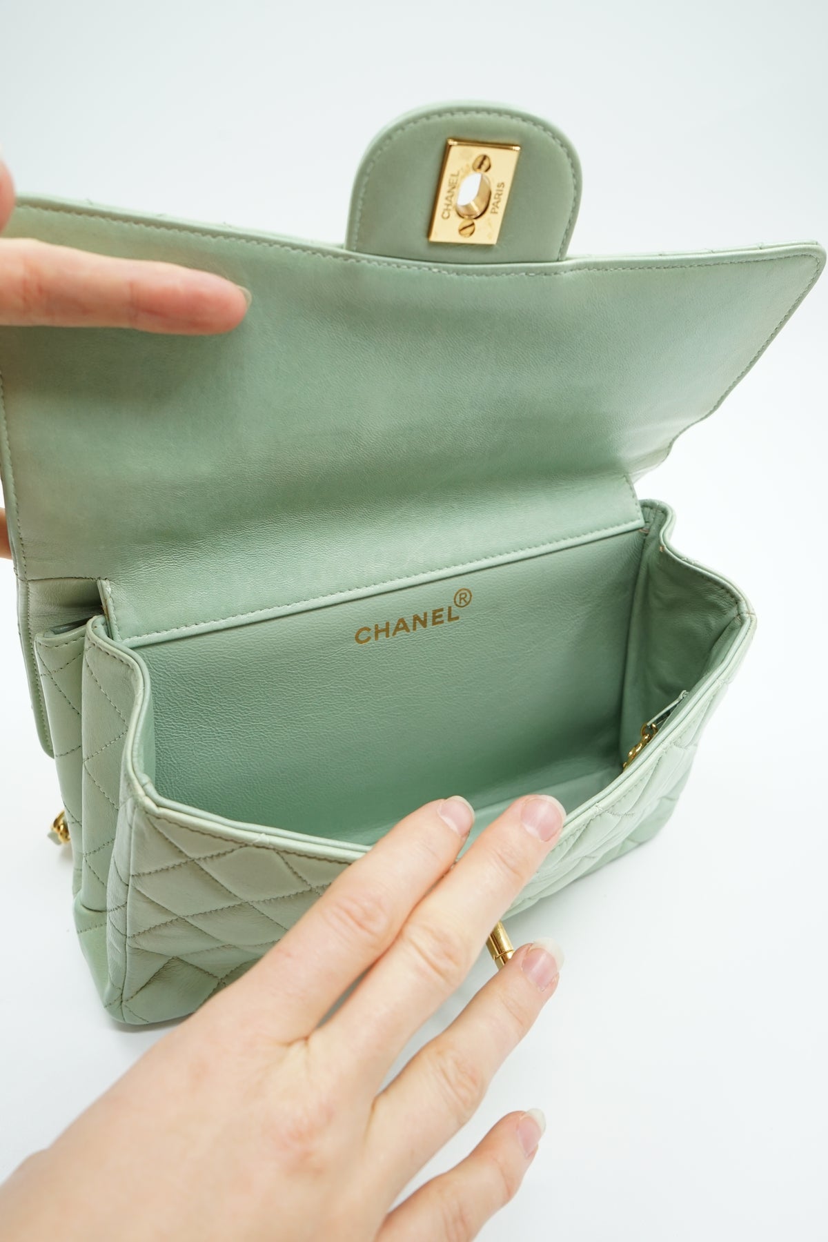 Chanel Small Double Sided Flap Bag Sage Green