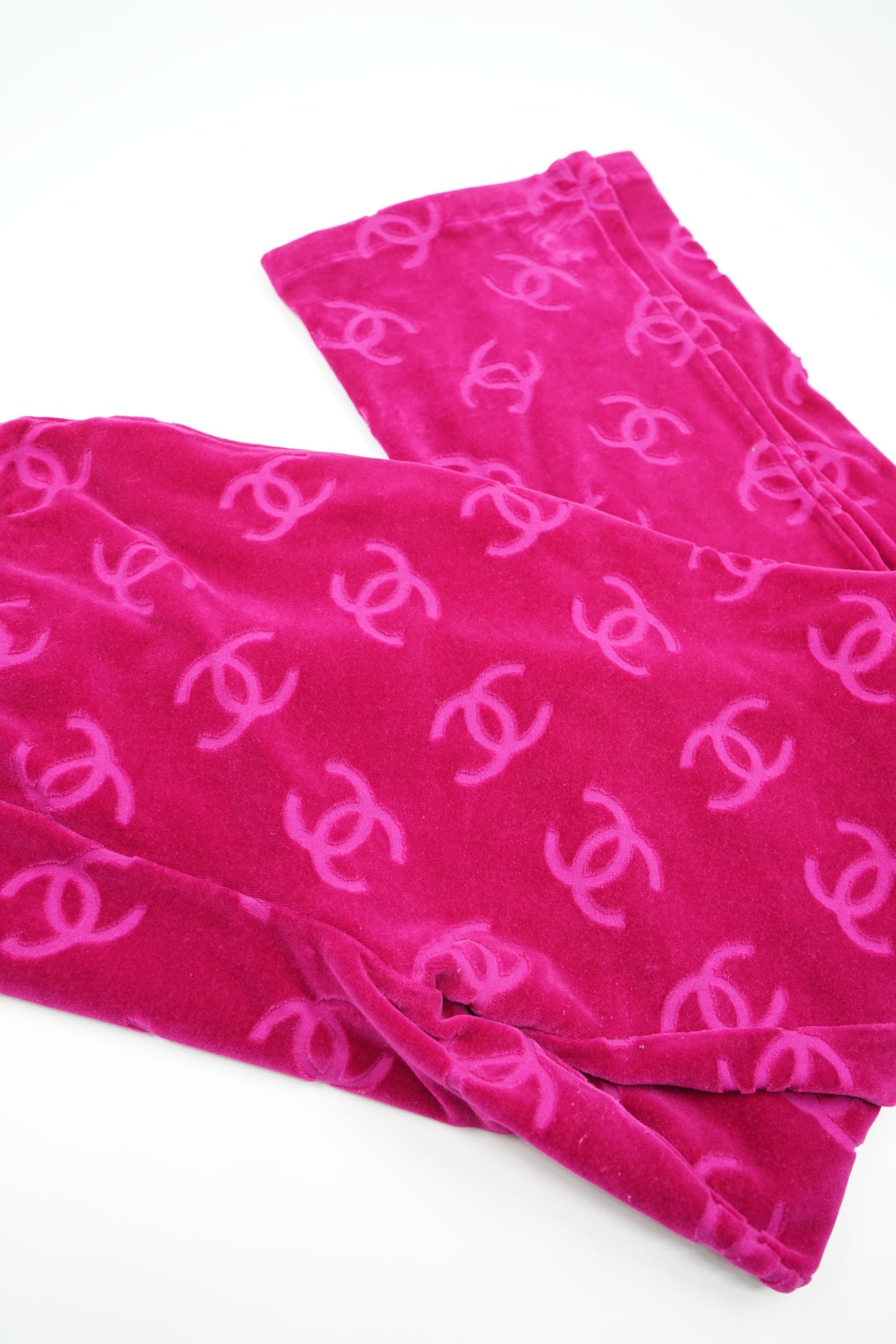 Chanel SS 1996 Pink CC Logo Velvet Bottoms