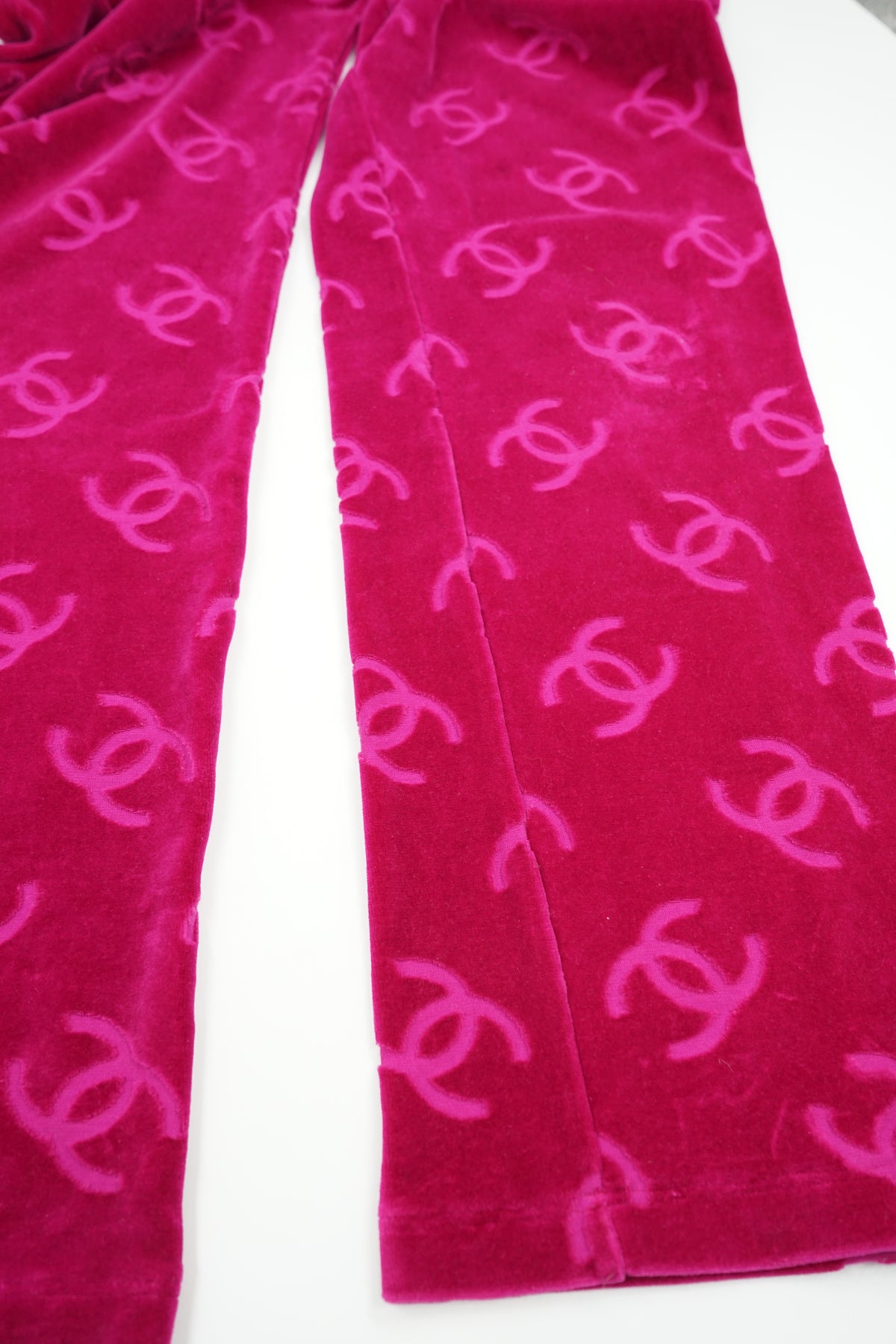 Chanel SS 1996 Pink CC Logo Velvet Bottoms