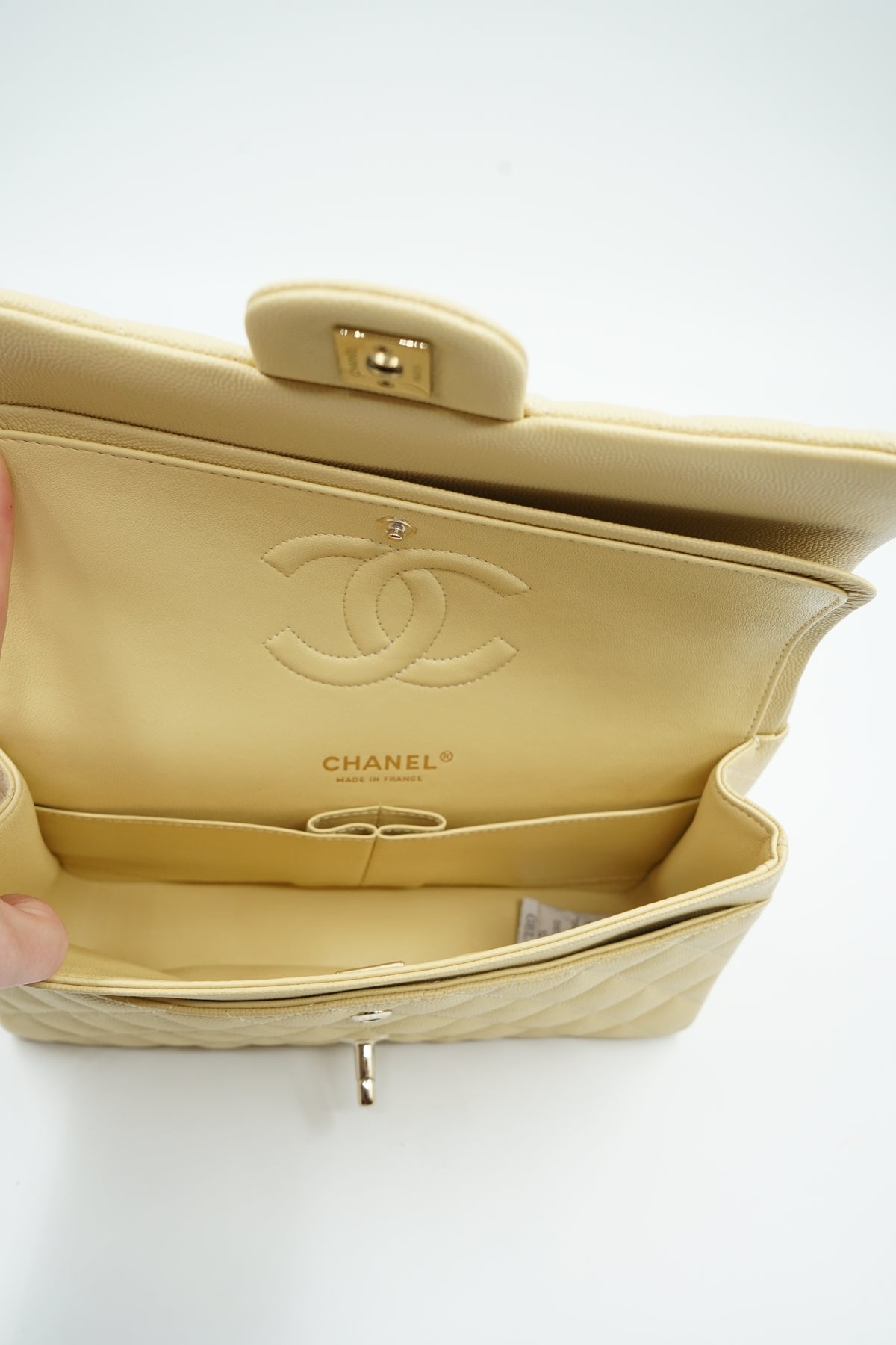 Chanel Butter Yellow Medium Caviar Double Flap Bag