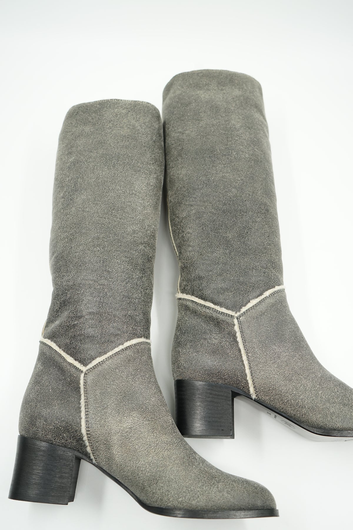 Chanel Suede Logo Heeled Boots