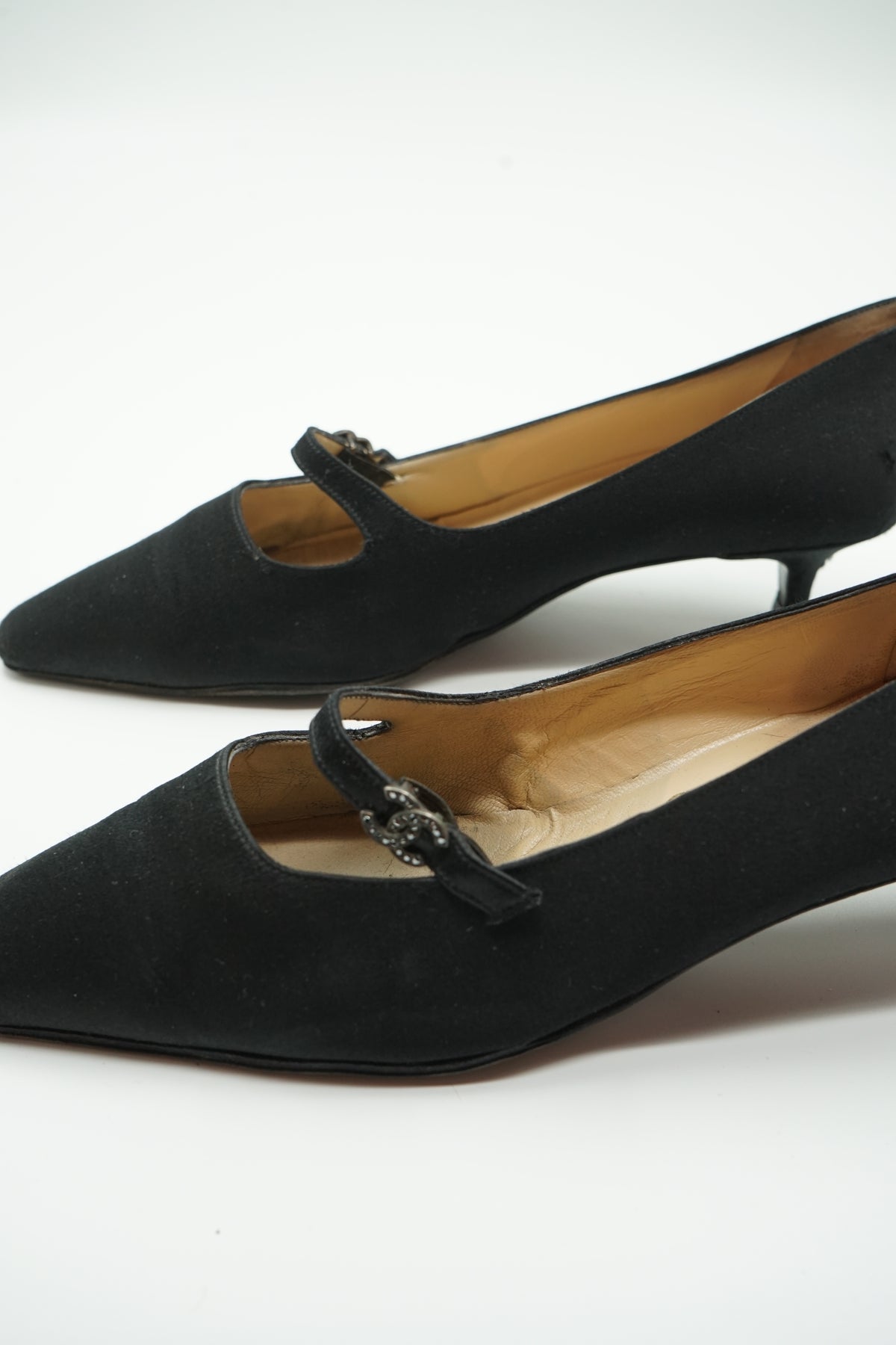 Chanel CC Satin Kitten Heels